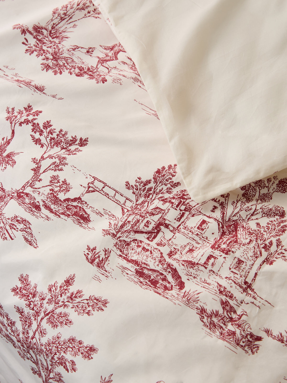 Housse de couette esprit toile de Jouy en percale de coton