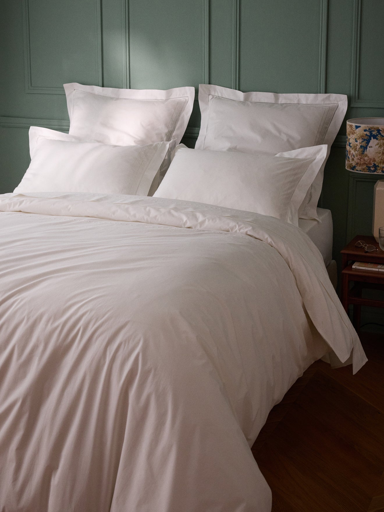 Housse de couette percale de coton brodée "Aglaé"