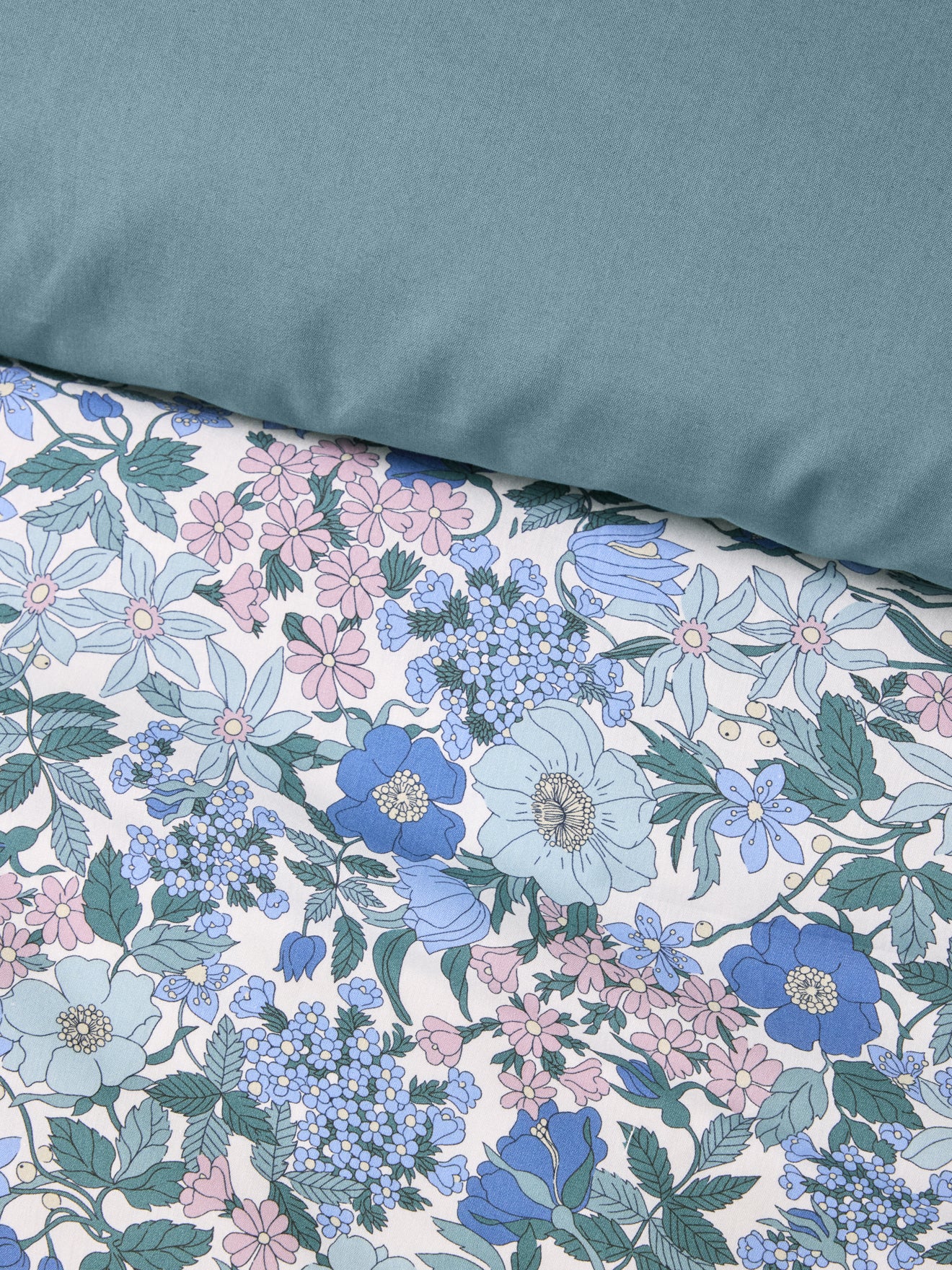 Housse de couette percale de coton et tissu Liberty