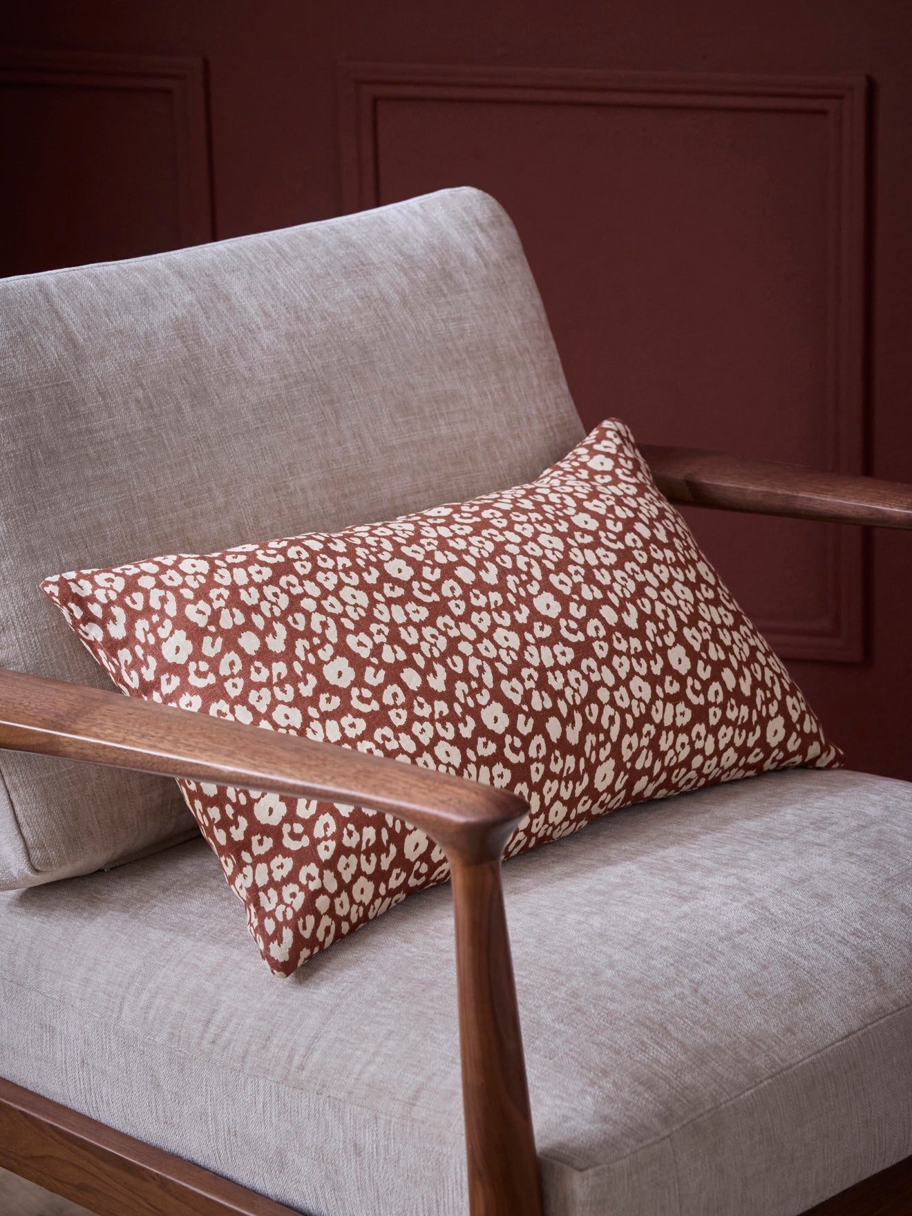 Housse de coussin en coton et lin - imprimé Fauve