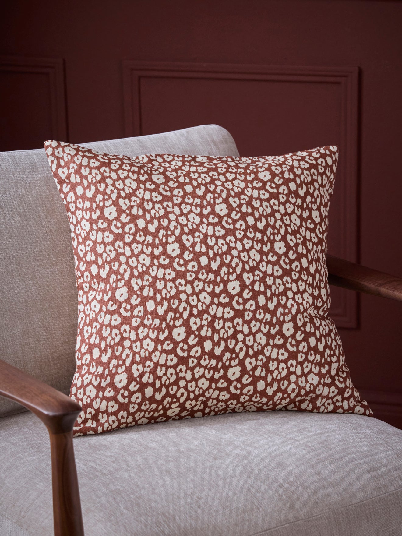 Housse de coussin en coton et lin - imprimé Fauve