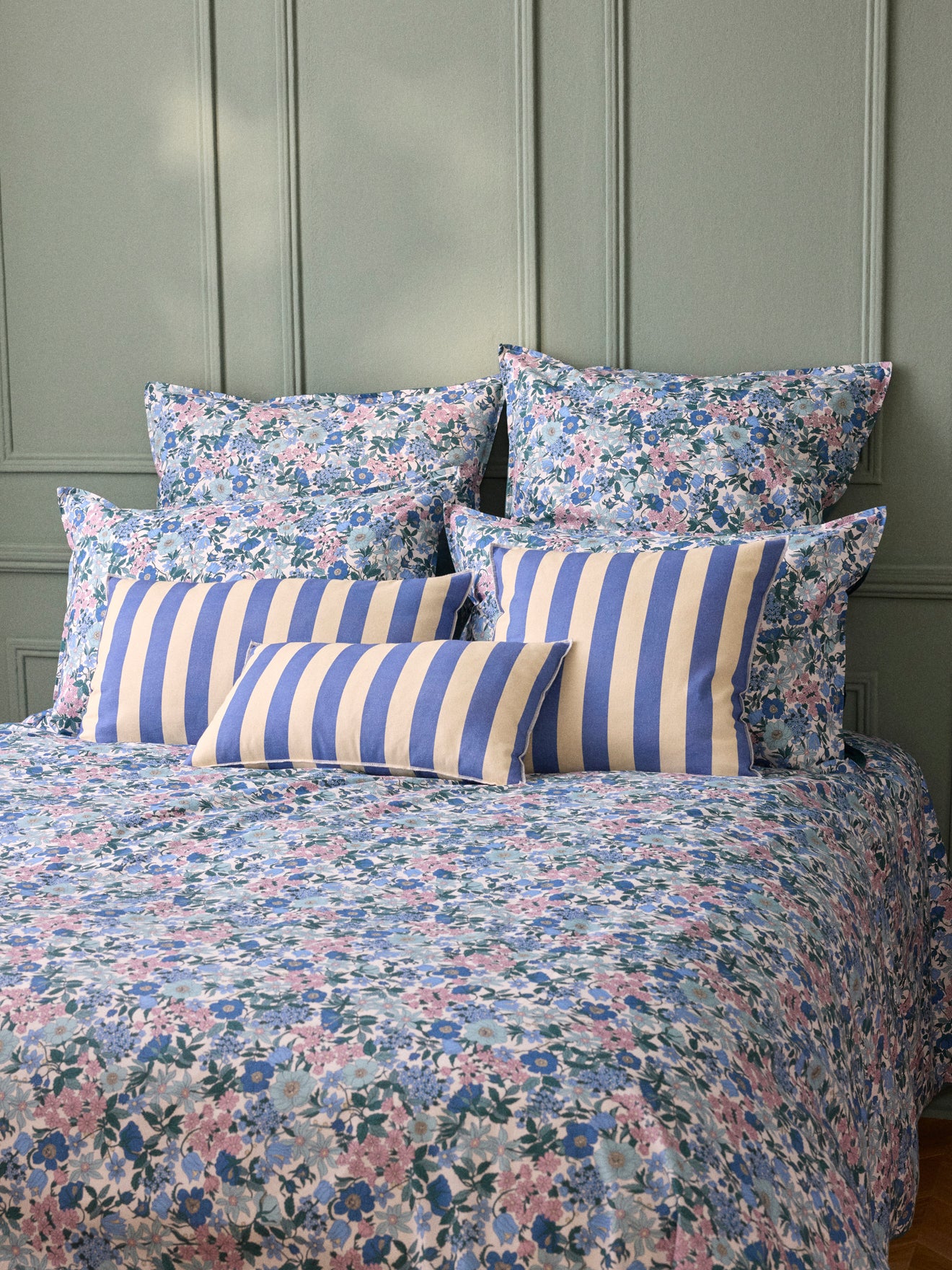 Housse de coussin rayée coton et lin