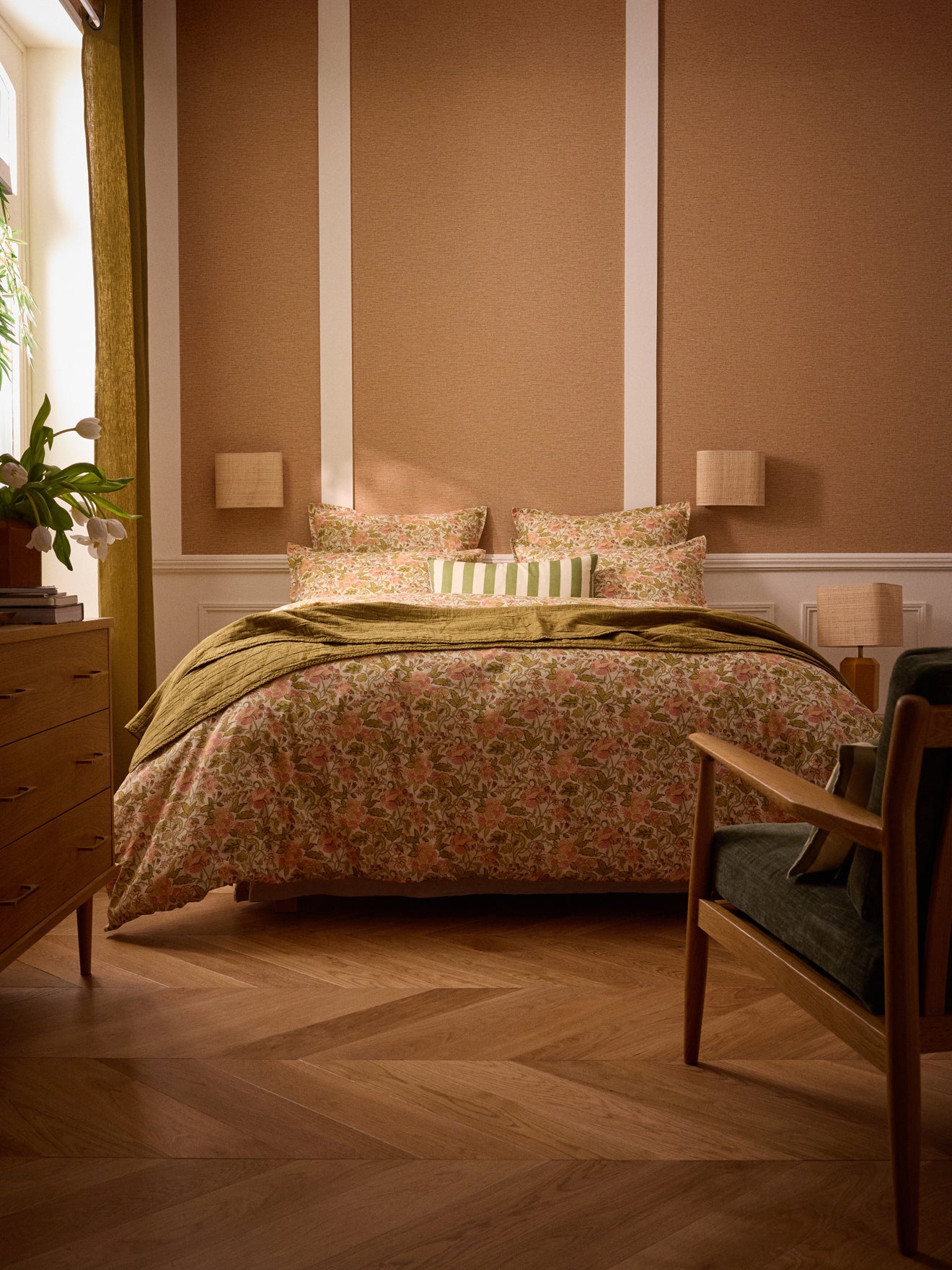 Housse de coussin rayée coton et lin