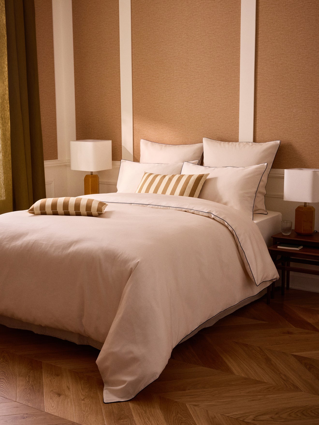 Housse de coussin rayée coton et lin