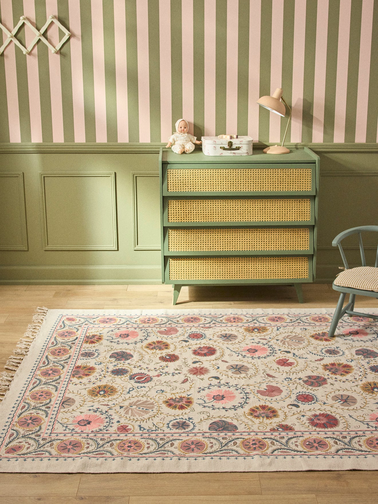 Tapis en coton brodé Flore - XL