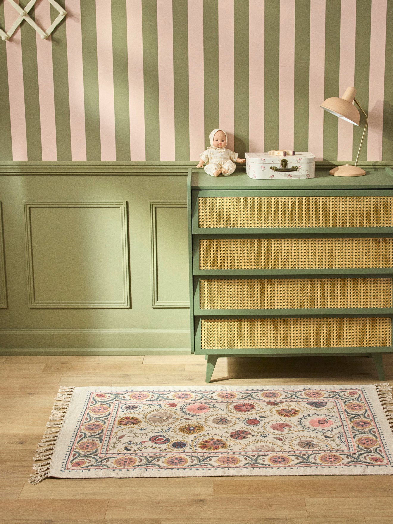 Tapis en coton brodé Flore - XS