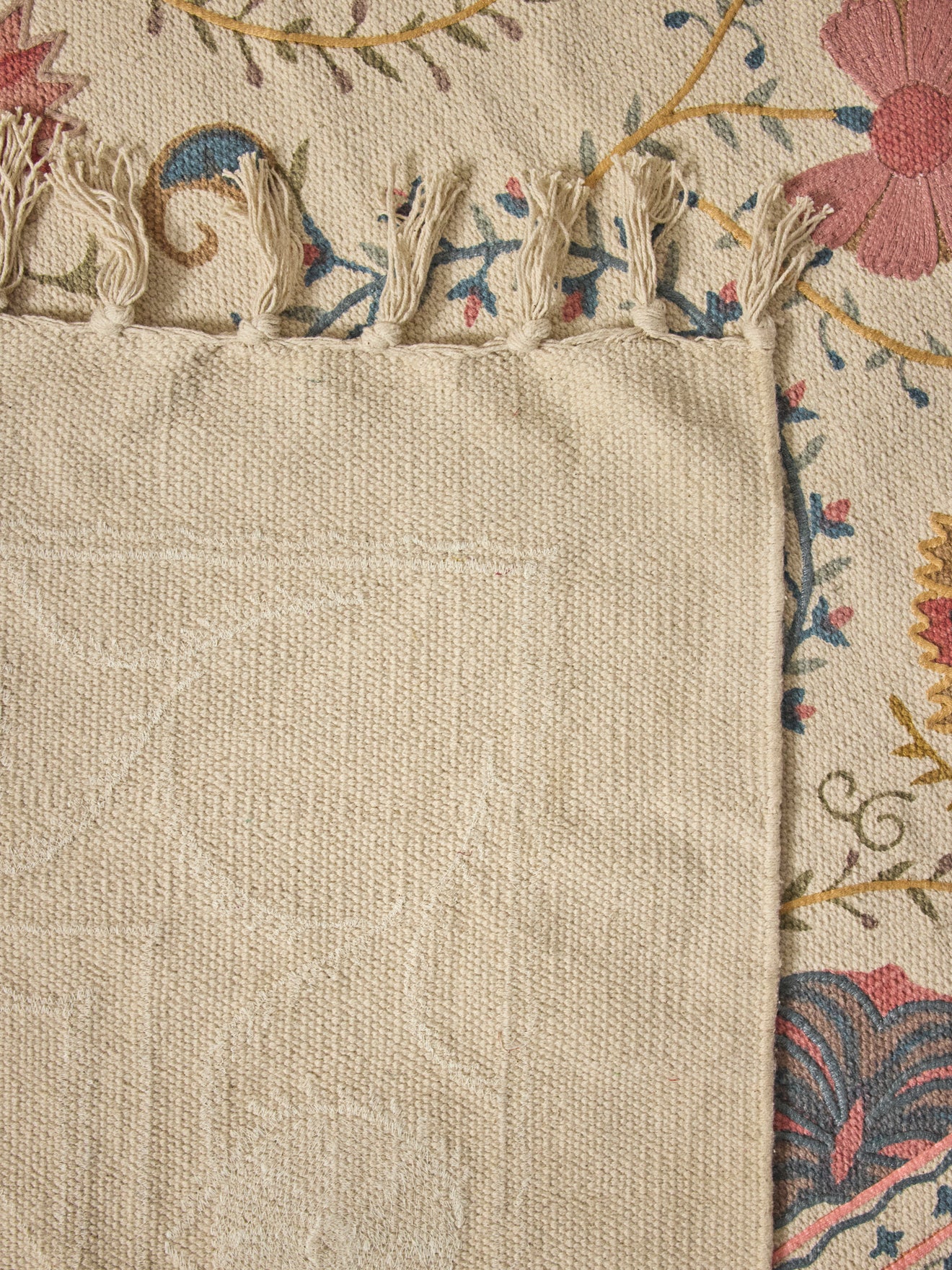 Tapis en coton brodé Flore - XS