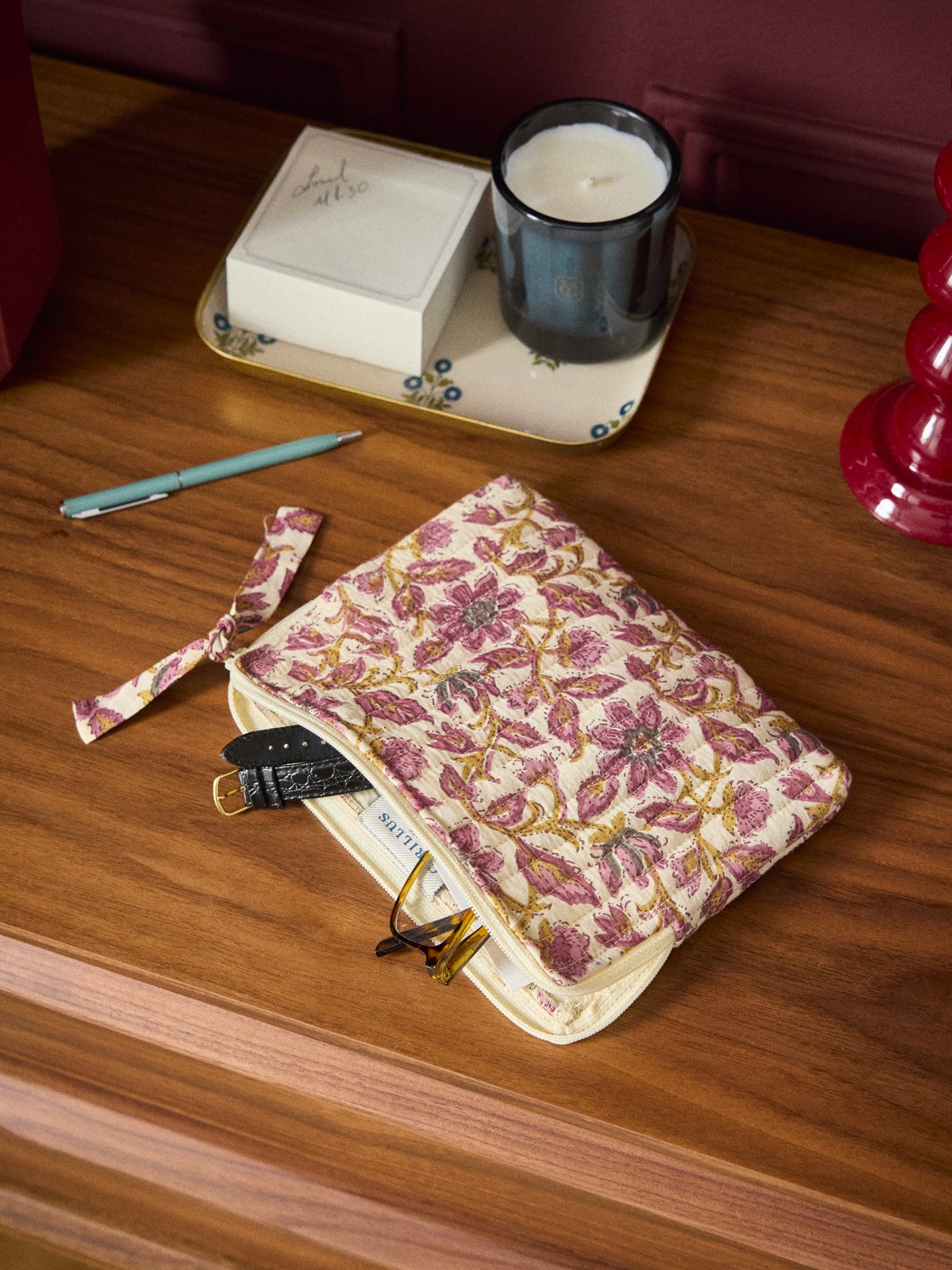 Pochette matelassée en tissu indien