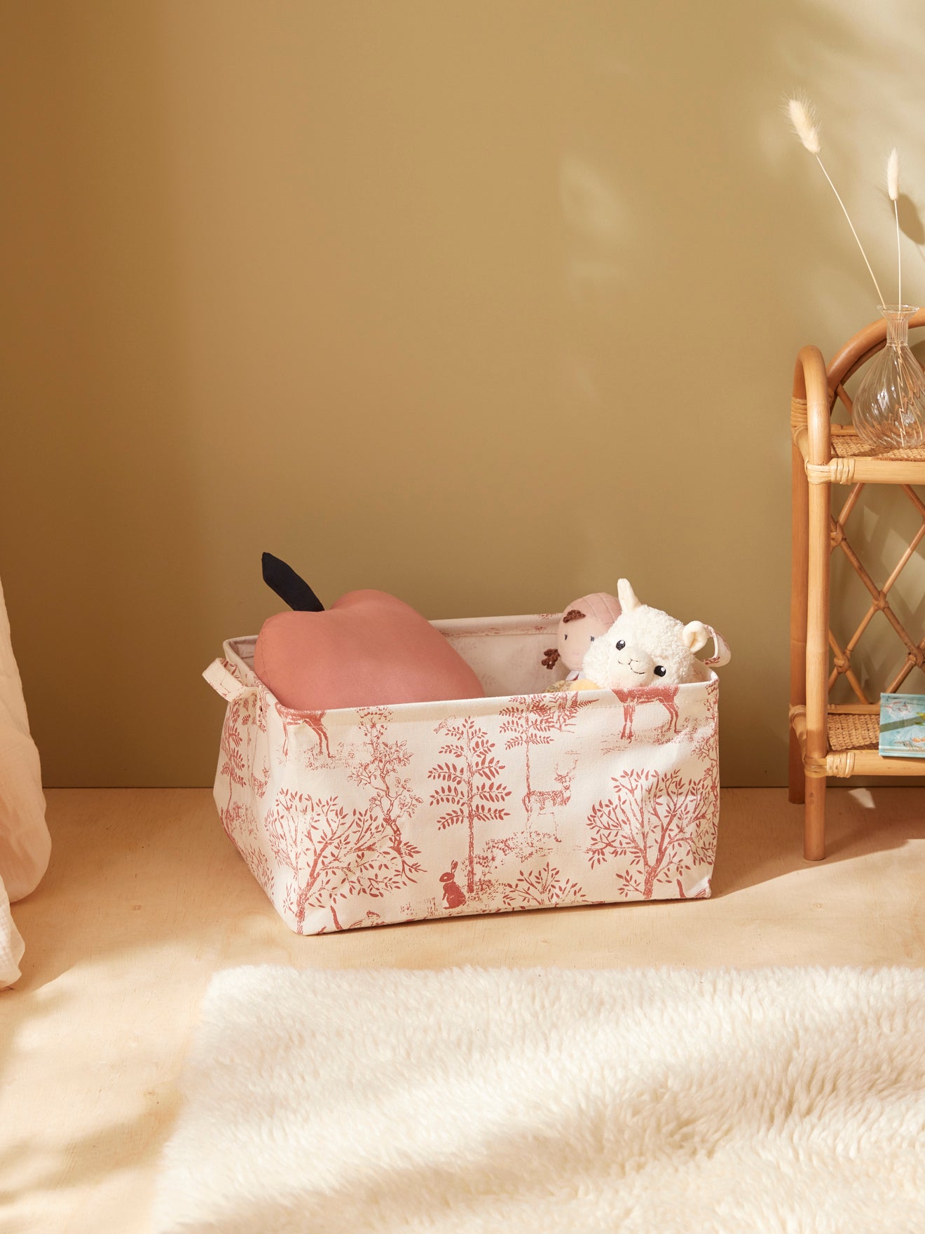 Bac de rangement rectangle esprit toile de Jouy