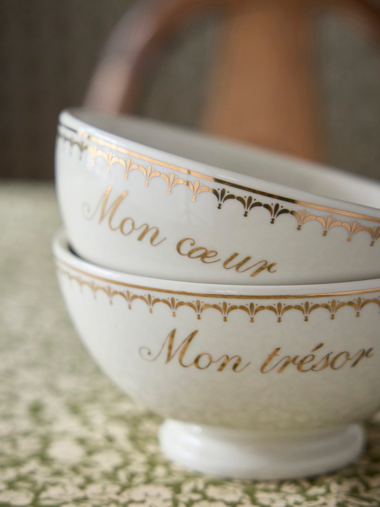 Bol en porcelaine par lot de 2 - "Mon coeur" "Mon trésor"