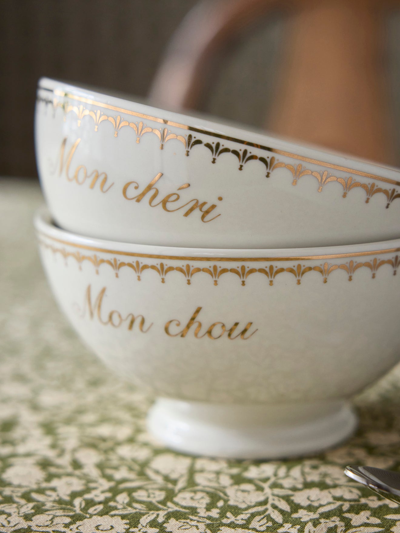 Bol en porcelaine par lot de 2 - "Mon chéri" "Mon chou"