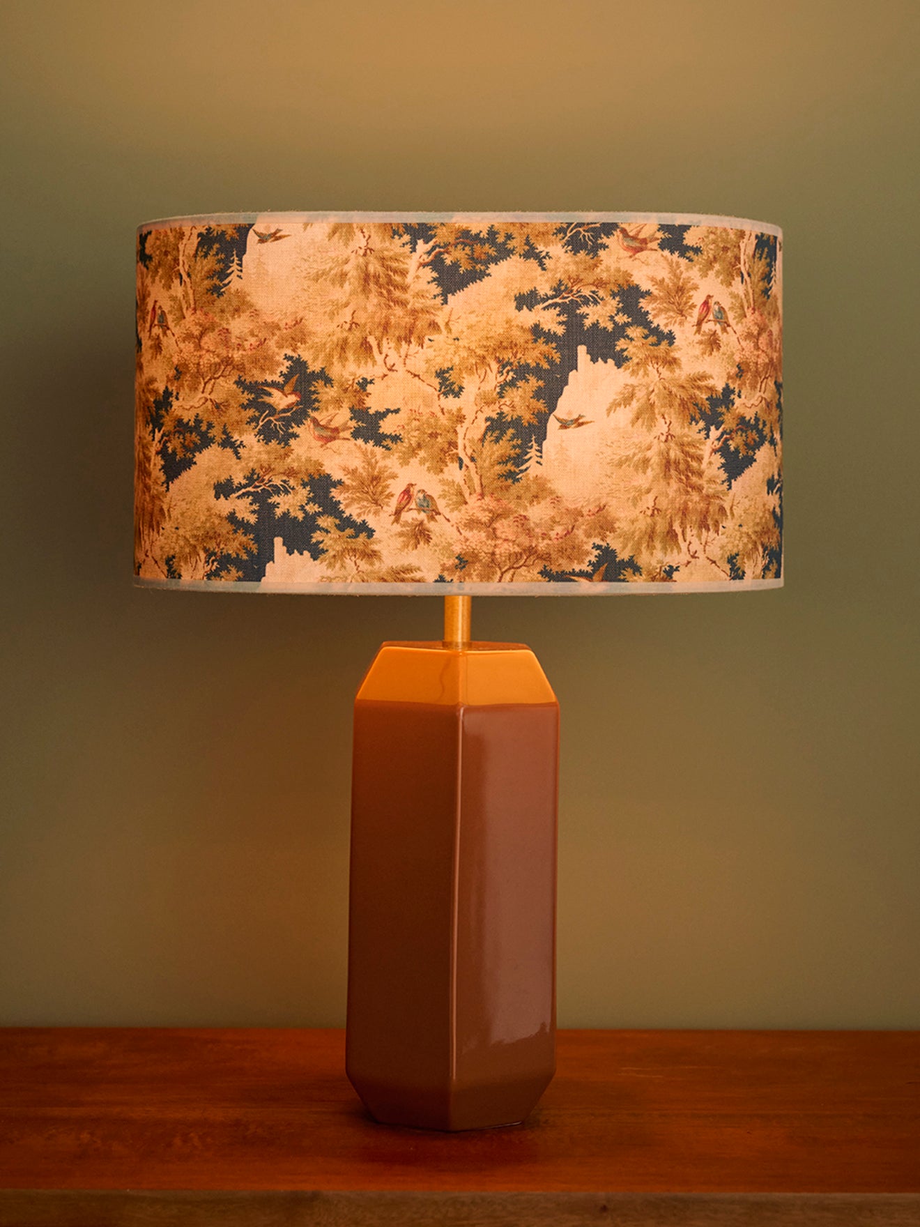 Abat-jour ovale imprimé fleuri - grand modèle Victoire