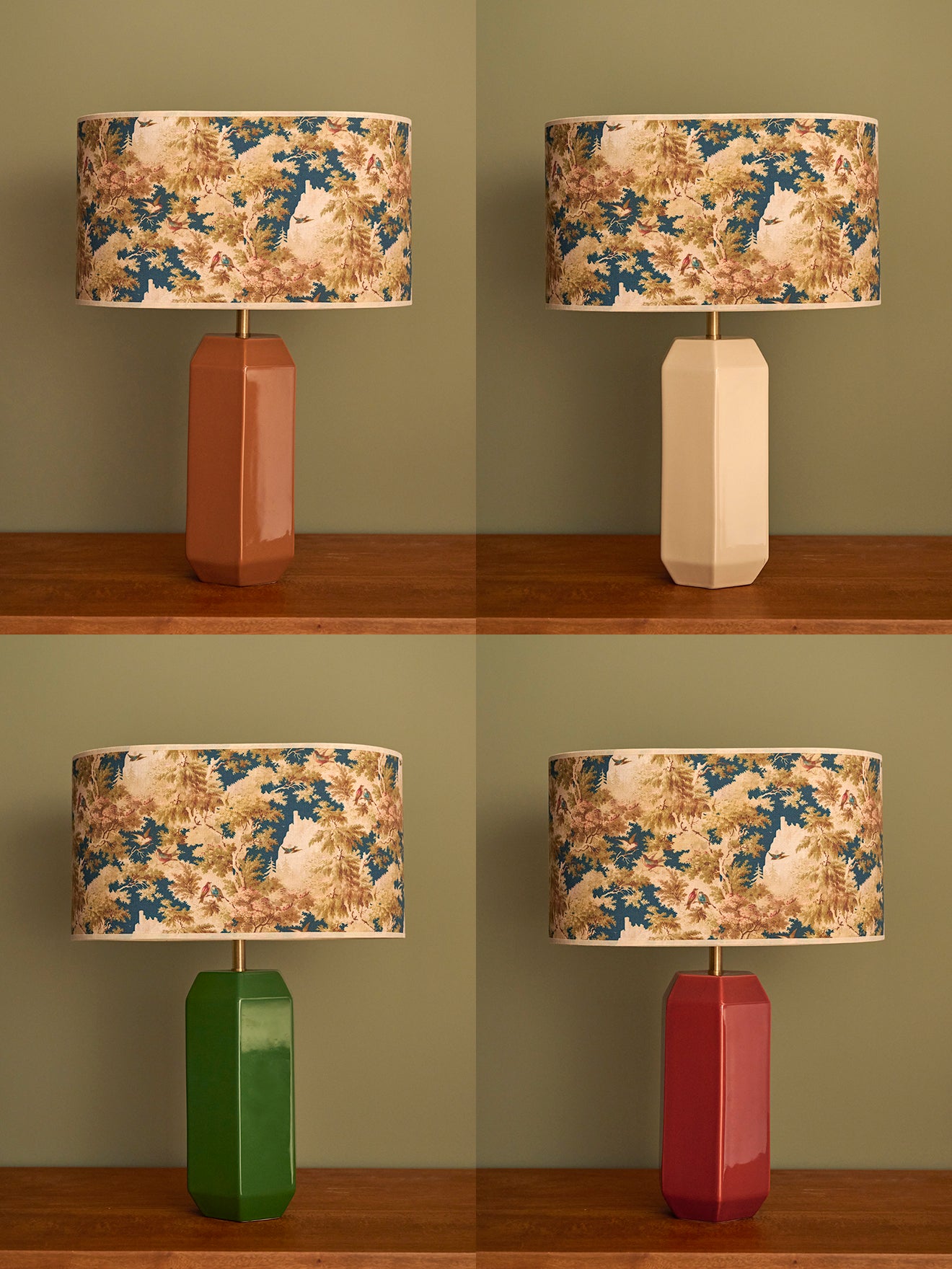 Abat-jour ovale imprimé fleuri - grand modèle Victoire