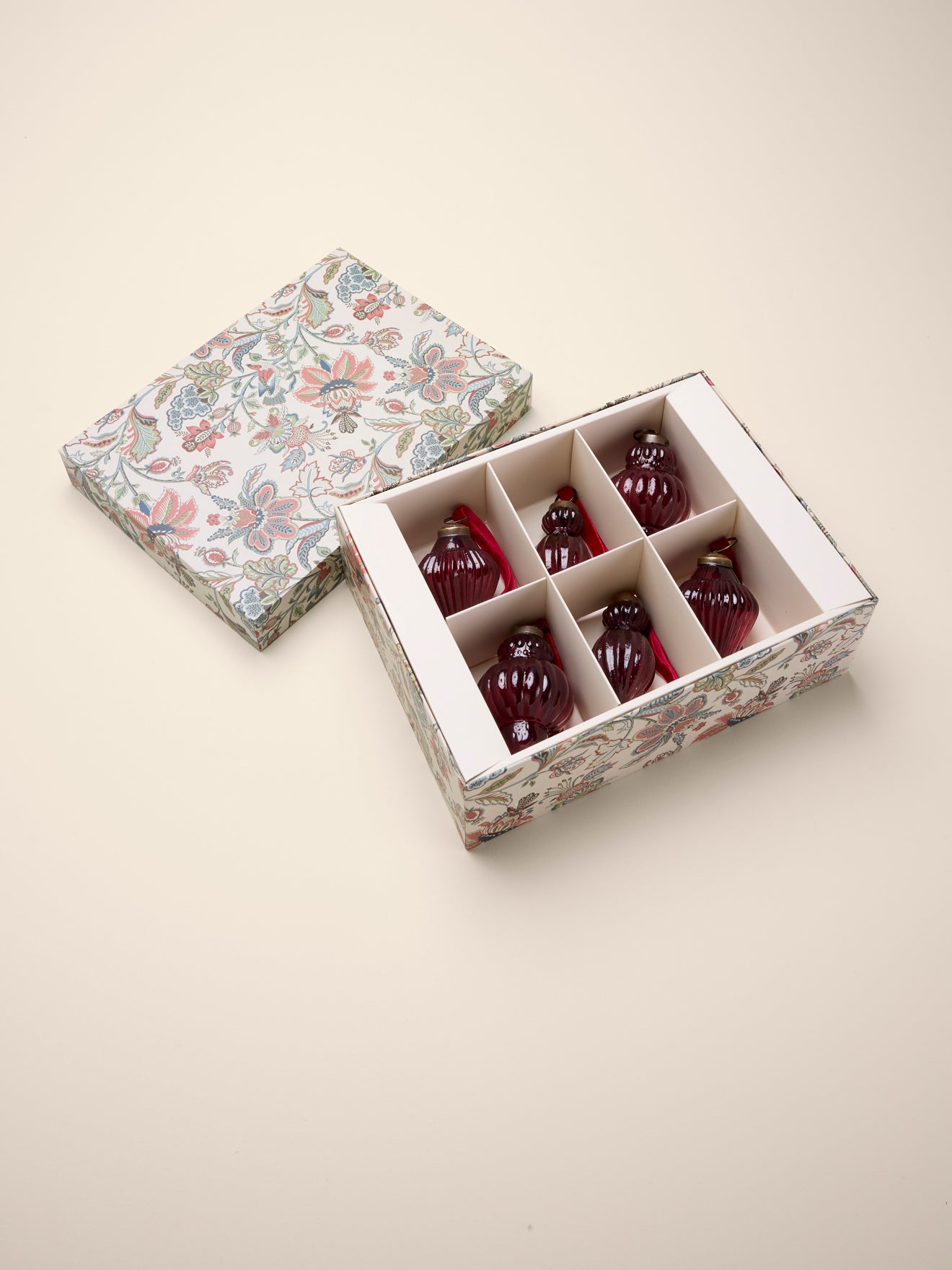 Décoration sapin en verre strié par lot de 6