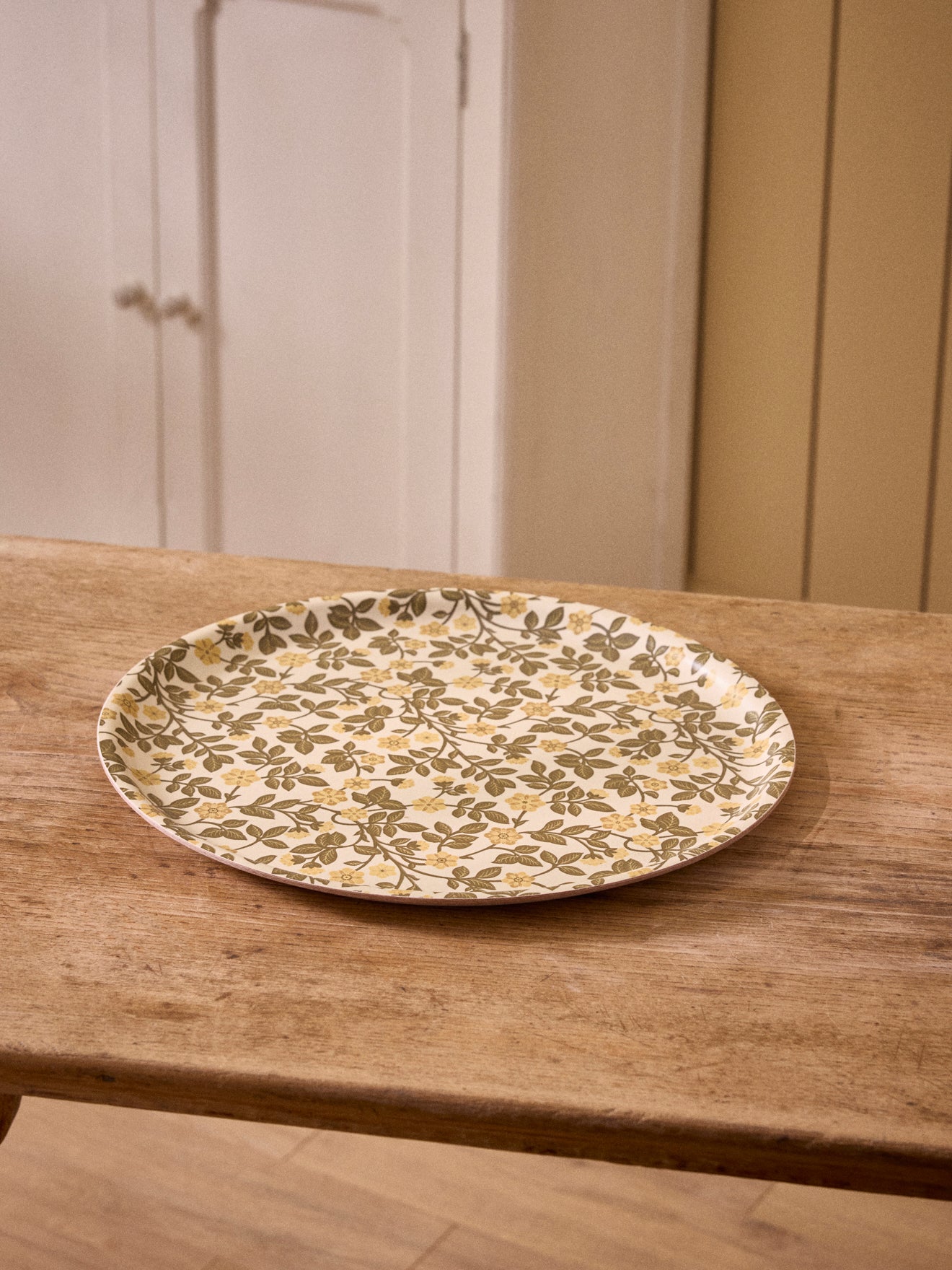 Plateau floral rond en bois