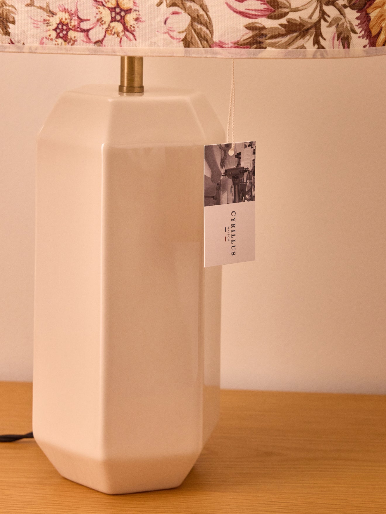 Abat-jour ovale imprimé fleuri - Grand modèle Victoire