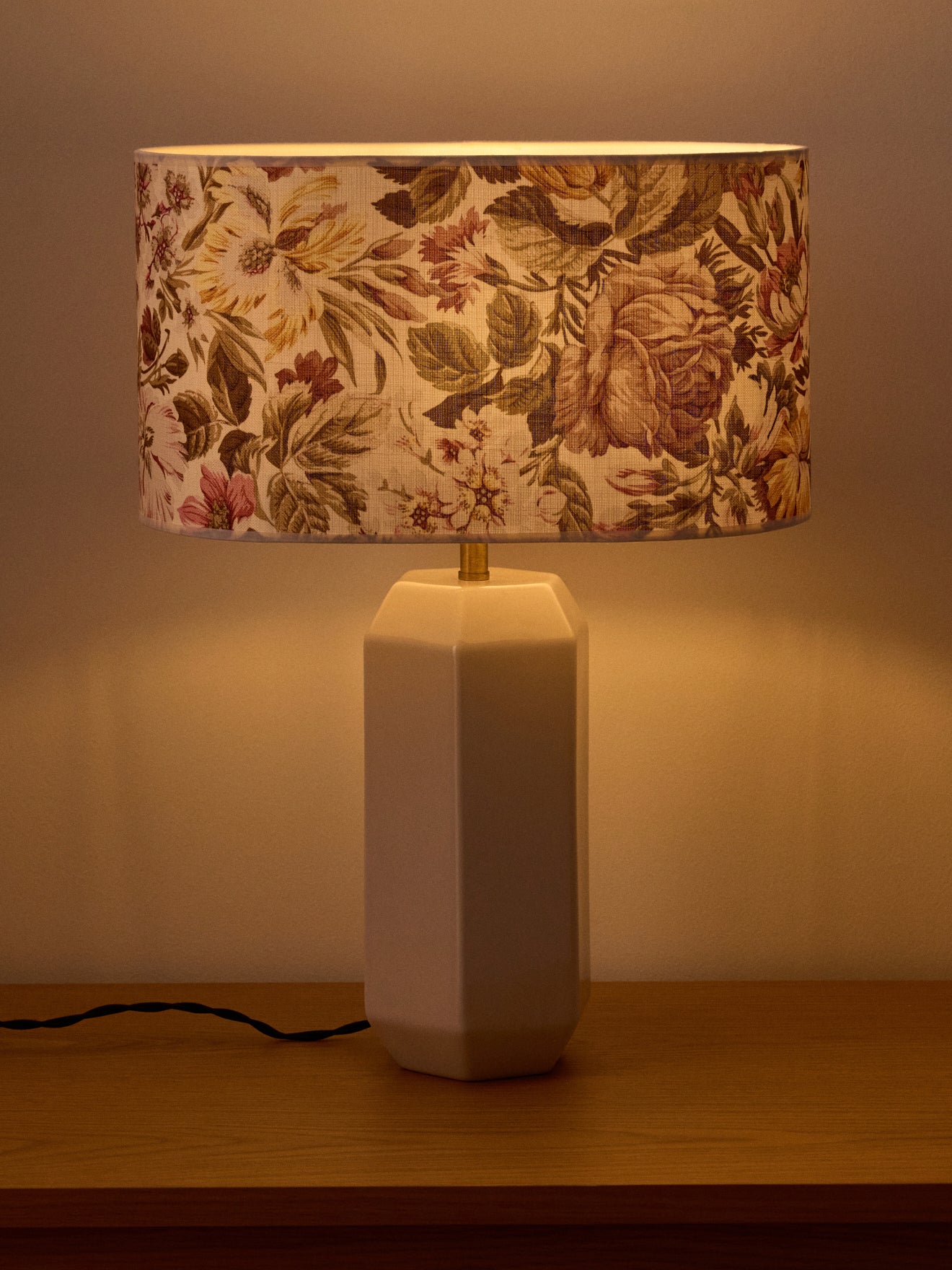 Abat-jour ovale imprimé fleuri - Grand modèle Victoire