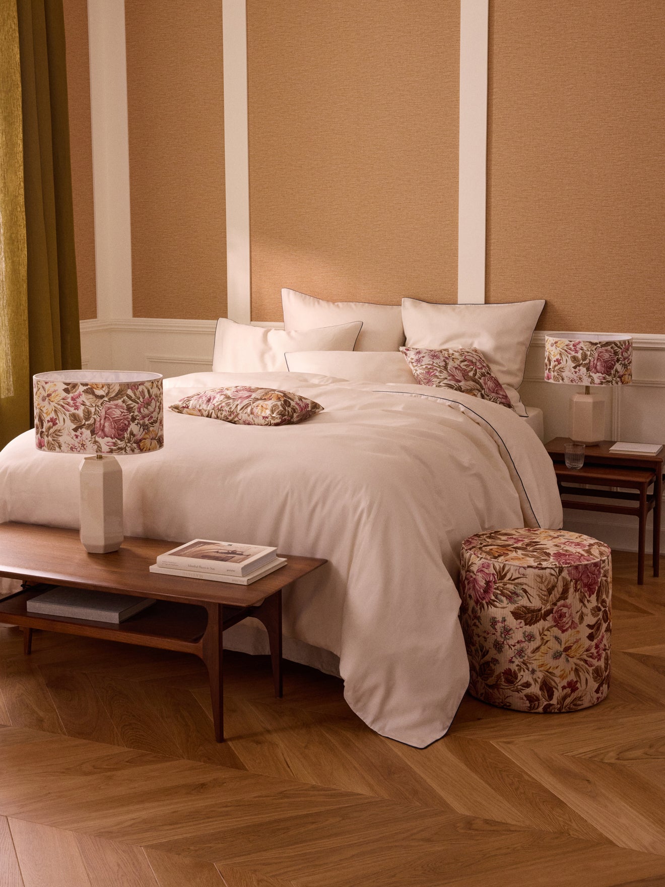 Abat-jour ovale imprimé fleurie - Petit modèle Olympe