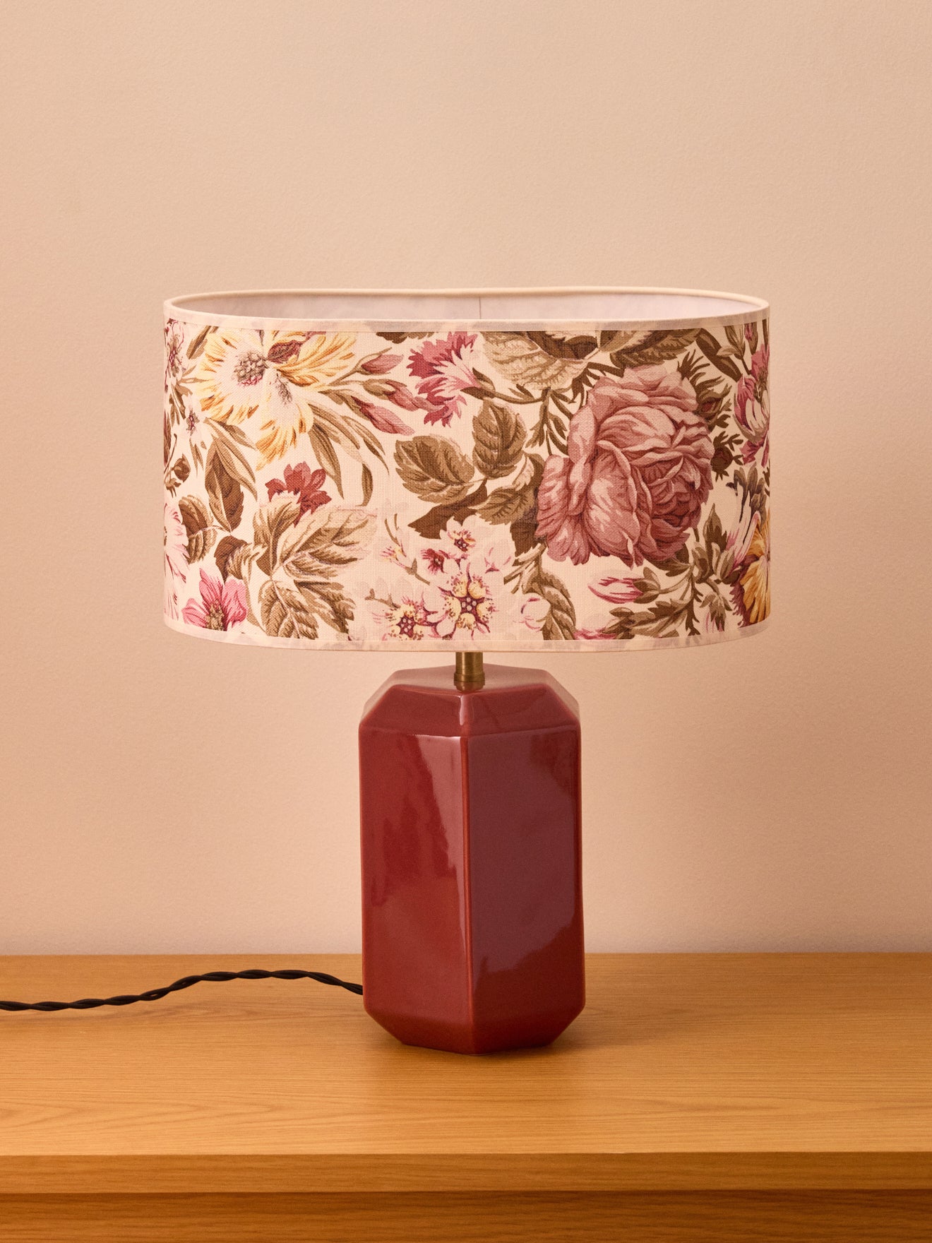 Abat-jour ovale imprimé fleurie - Petit modèle Olympe