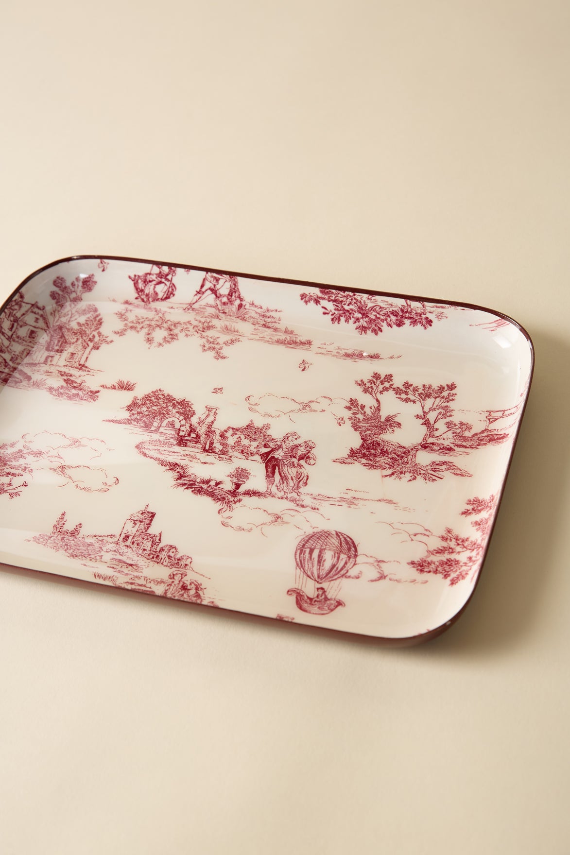 Plateau émaillé esprit toile de Jouy - Petit modèle
