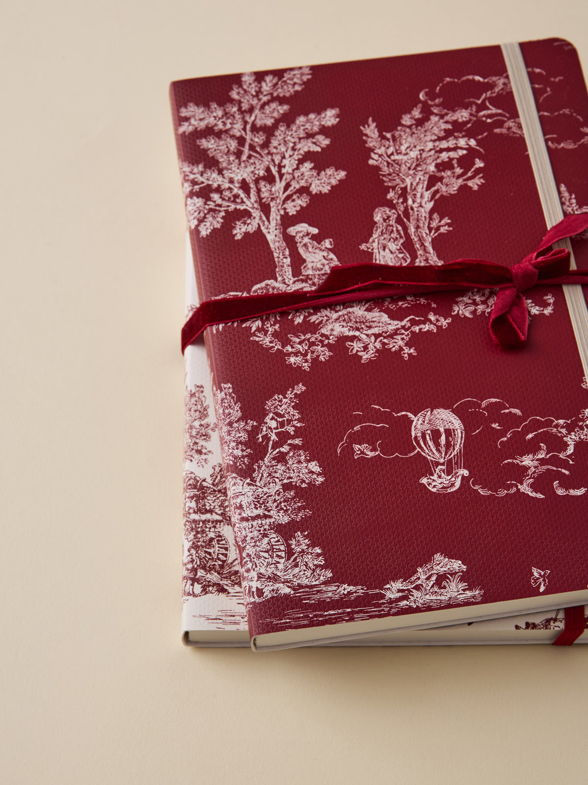 Lot de 2 carnets esprit toile de Jouy