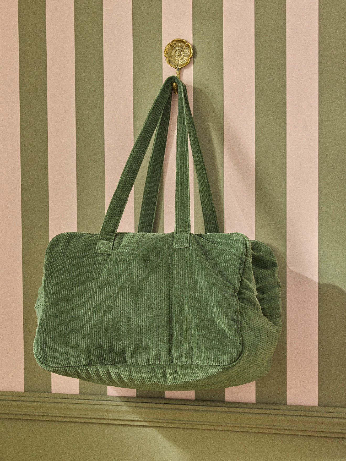 Sac week-end matelassé en velours côtelé