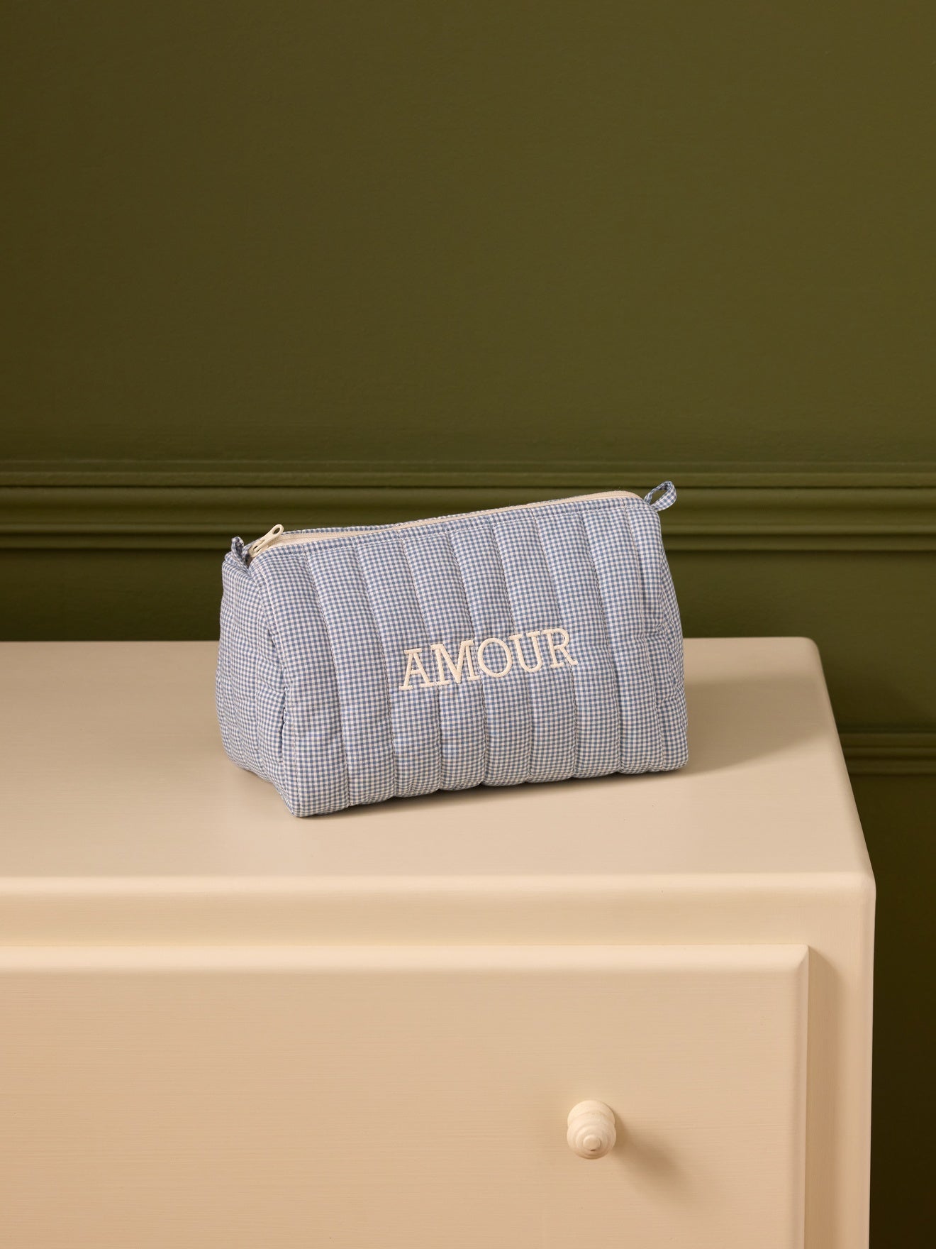 Trousse de toilette en coton vichy