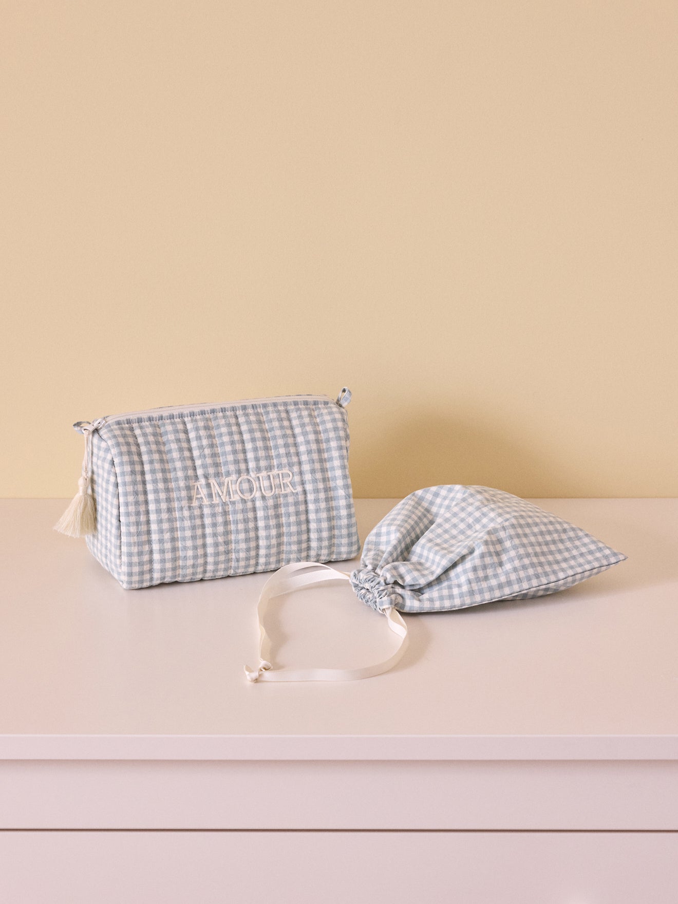 Trousse de toilette en coton vichy