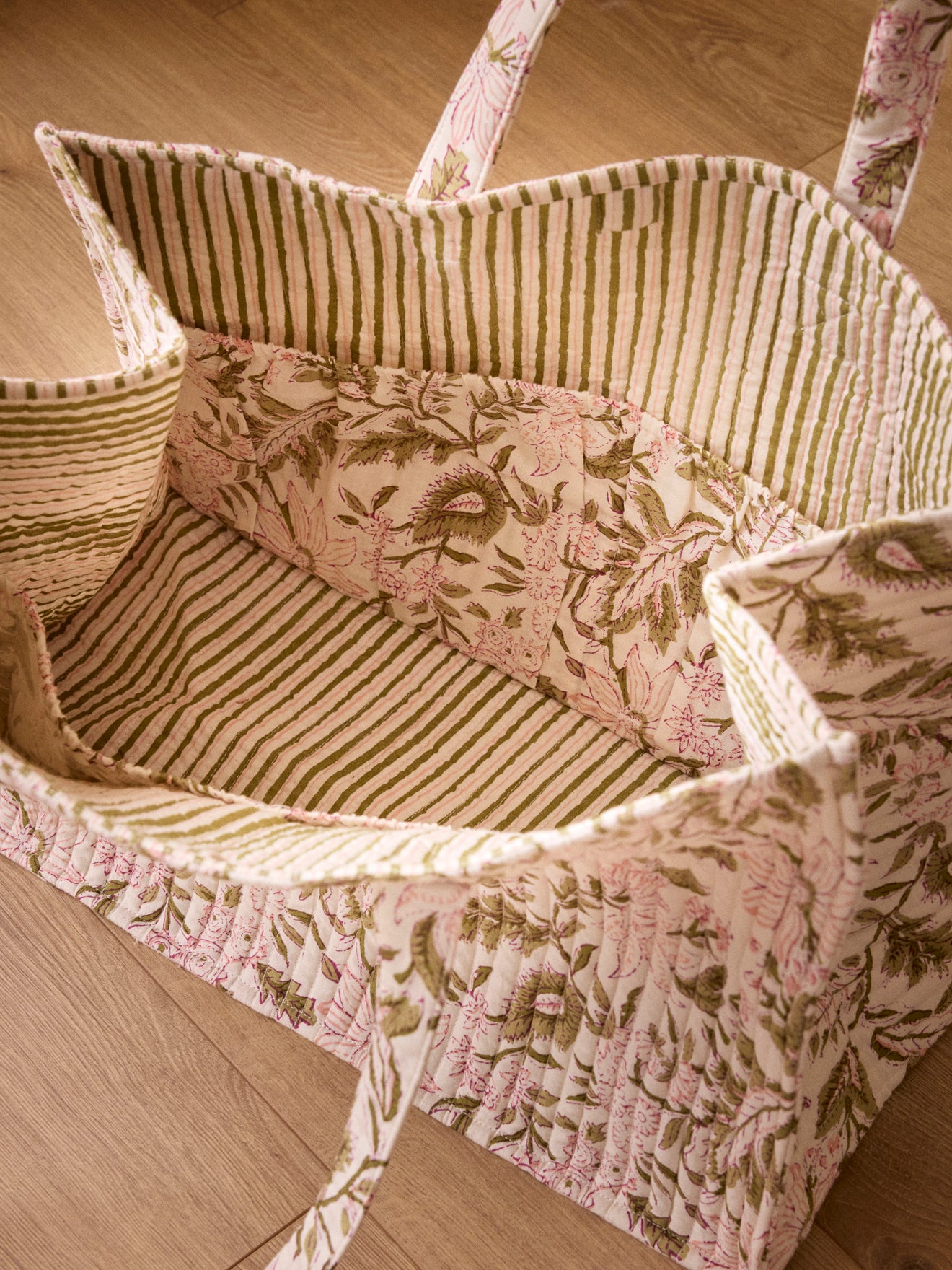 Sac cabas matelassé imprimé indien