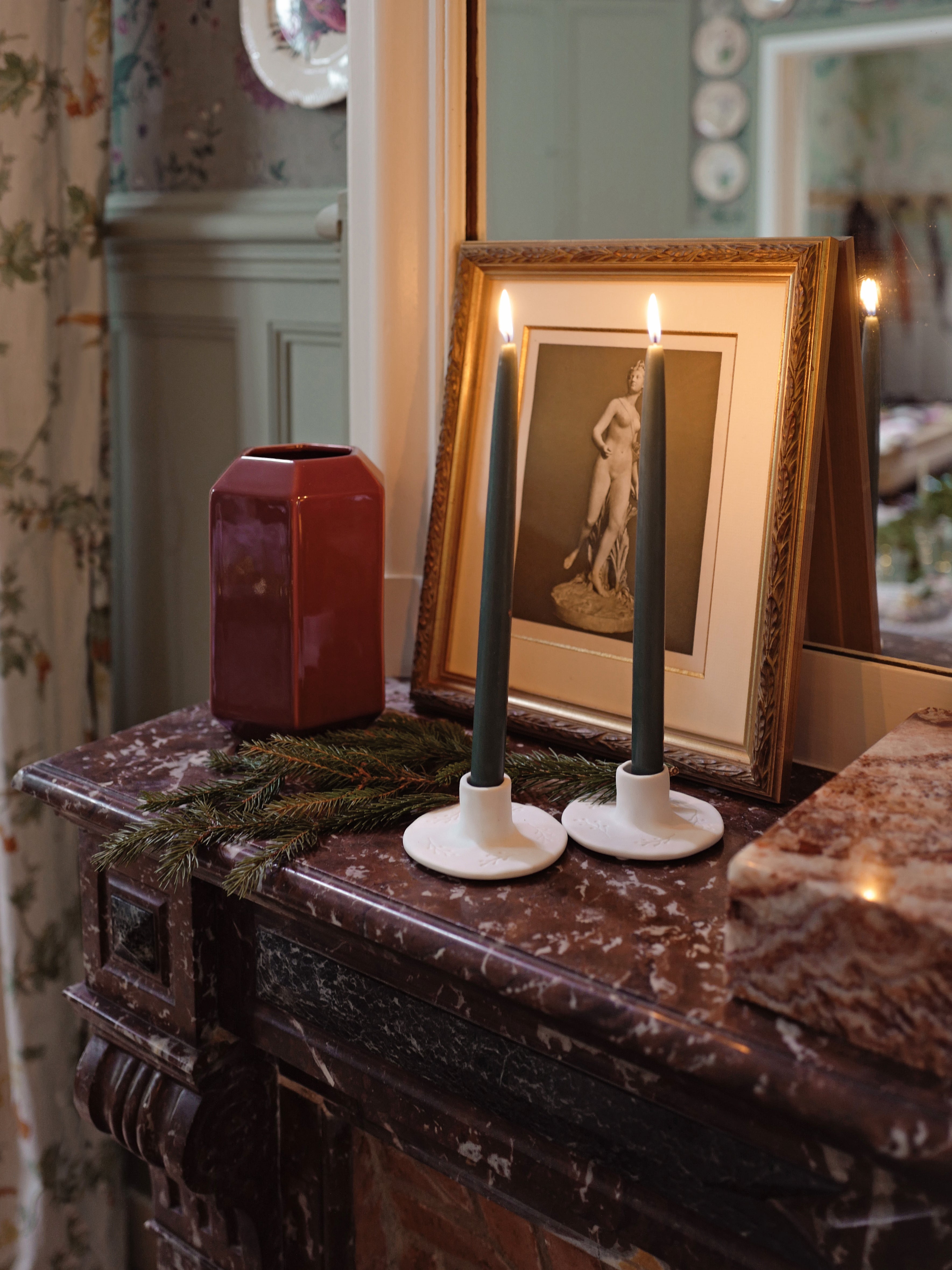 Bougeoir feuillage en céramique