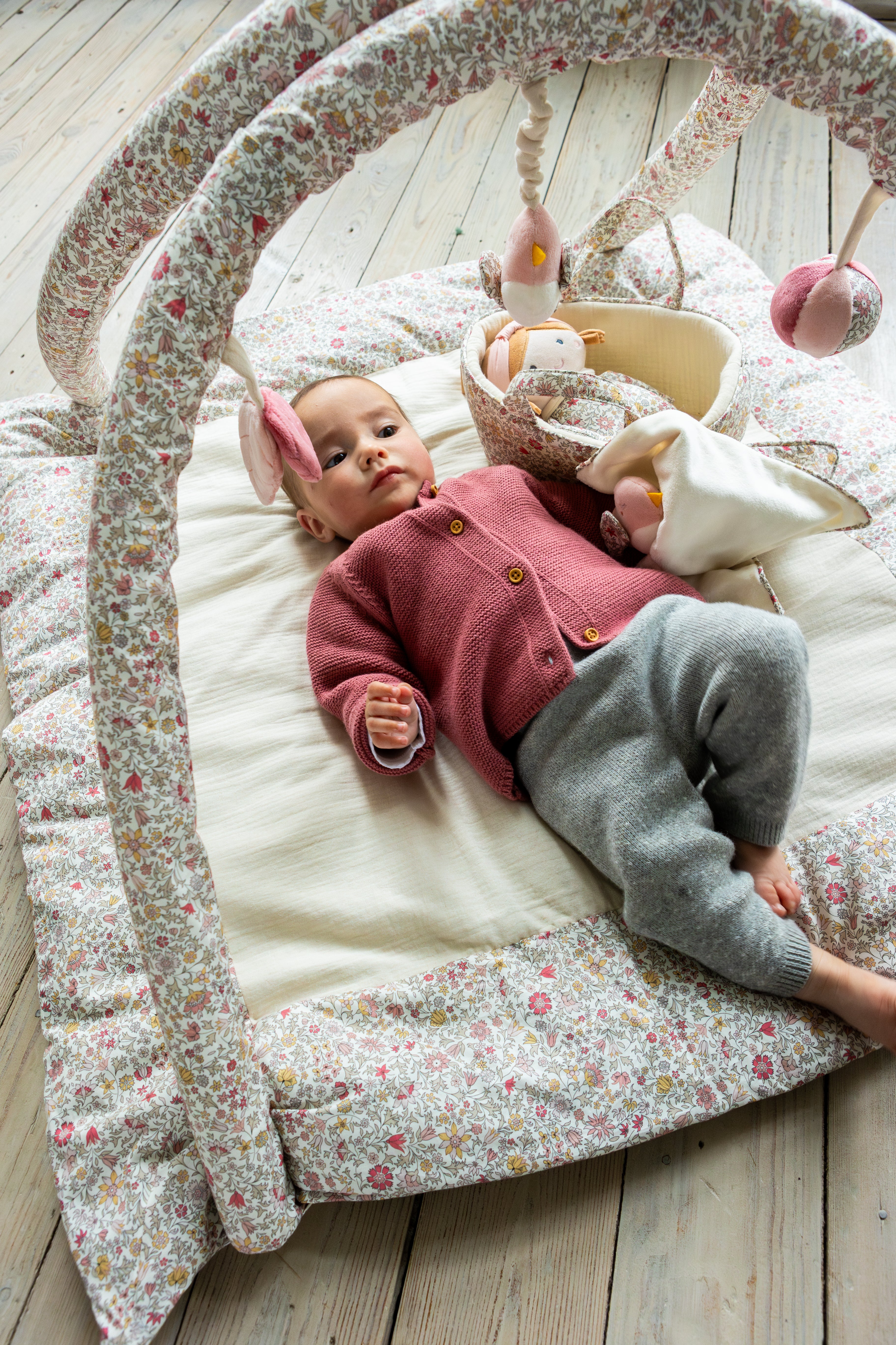 Tapis d'éveil tissu Liberty et gaze de coton