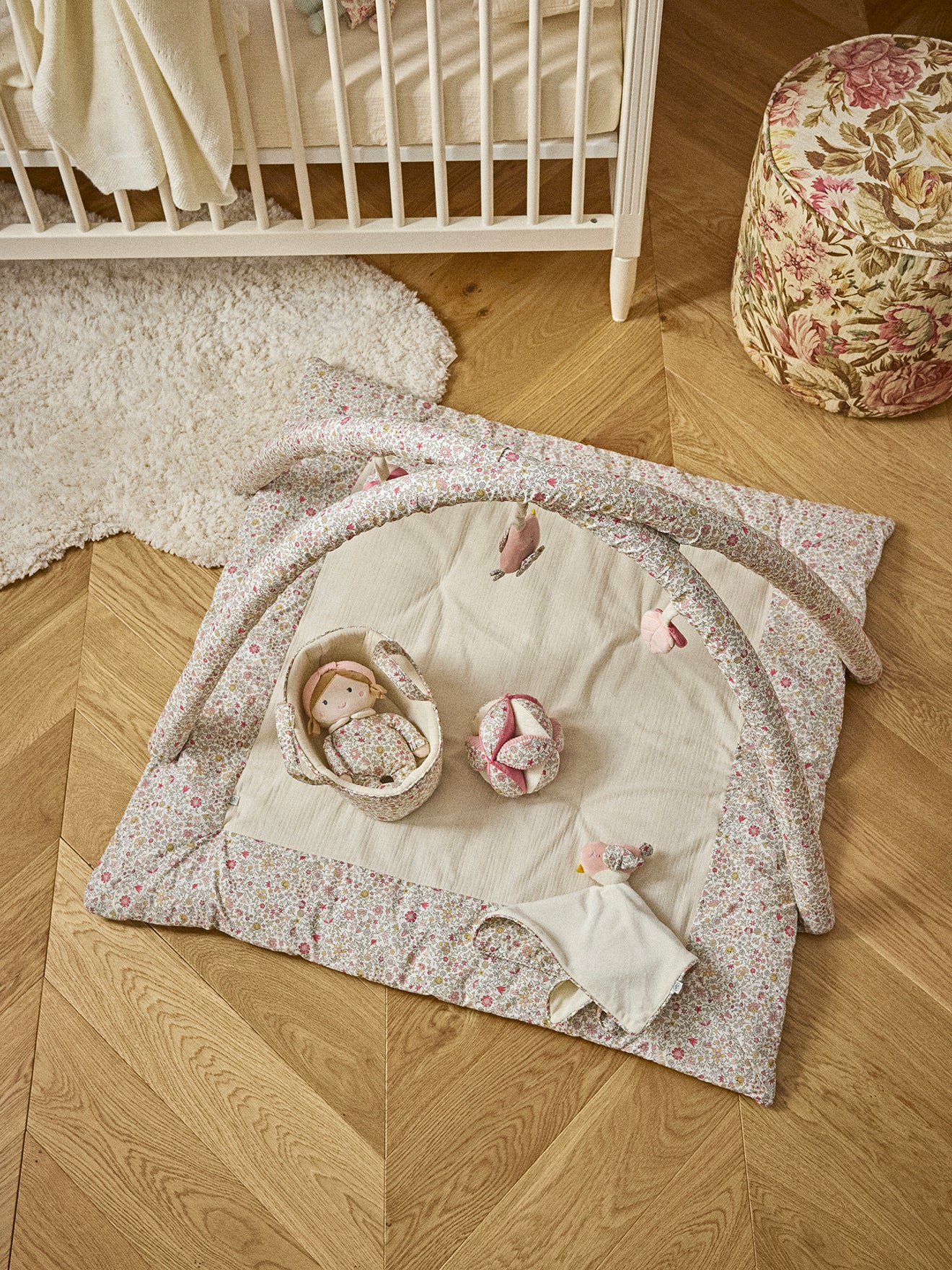Tapis d'éveil tissu Liberty et gaze de coton