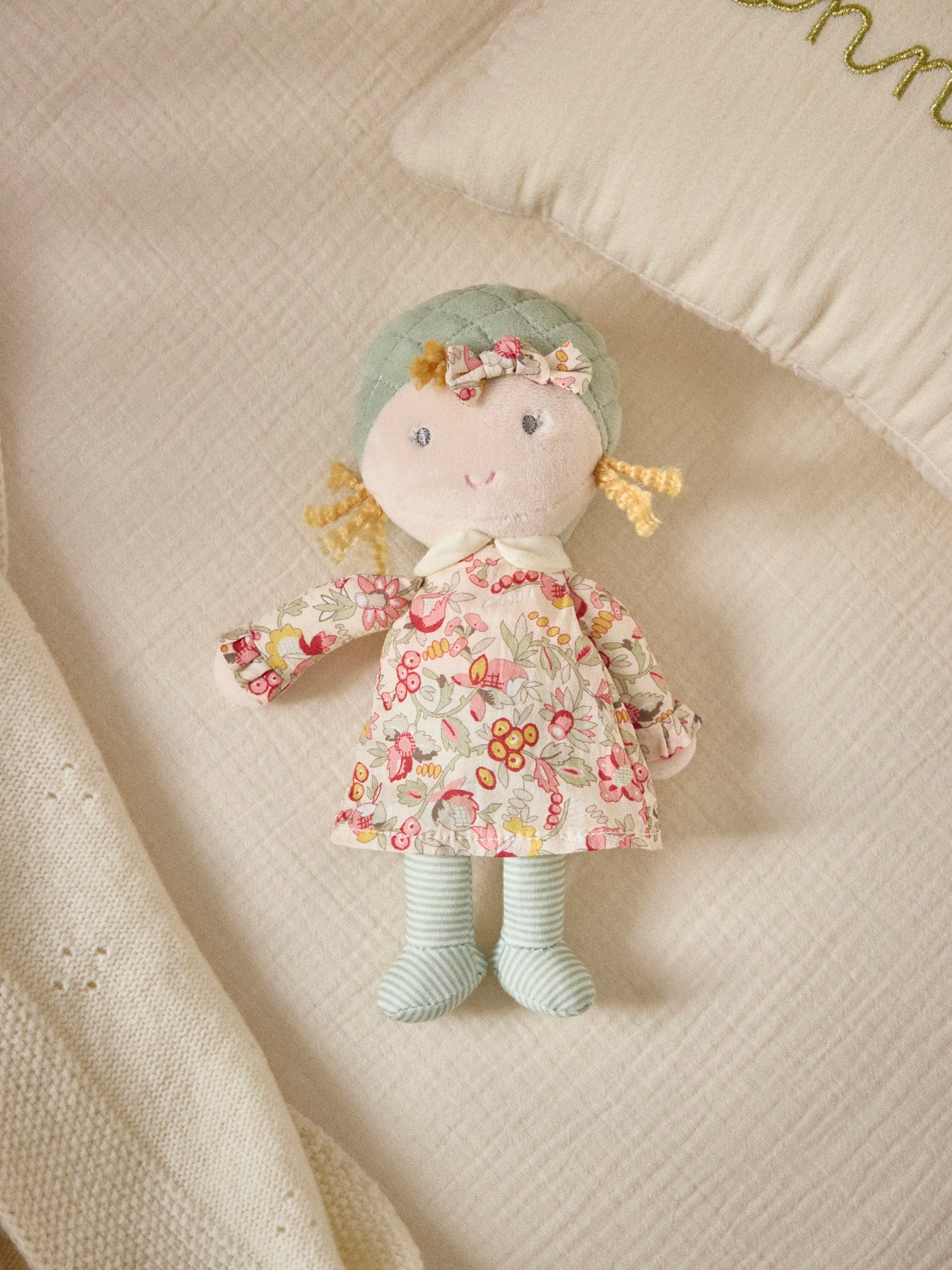 Poupée Juliette en tissu imprimé Mireille