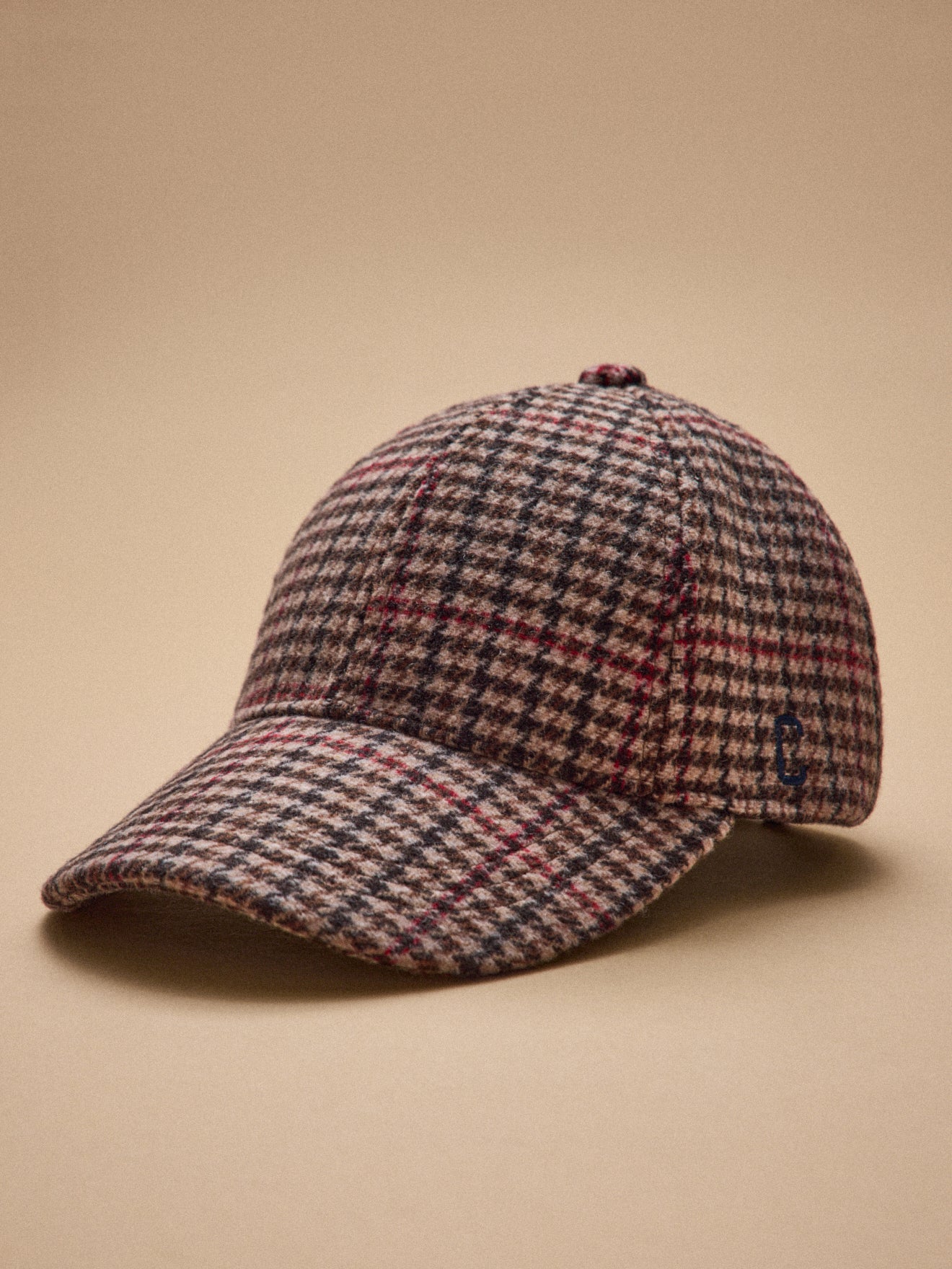 Casquette lainage pied-de-poule femme