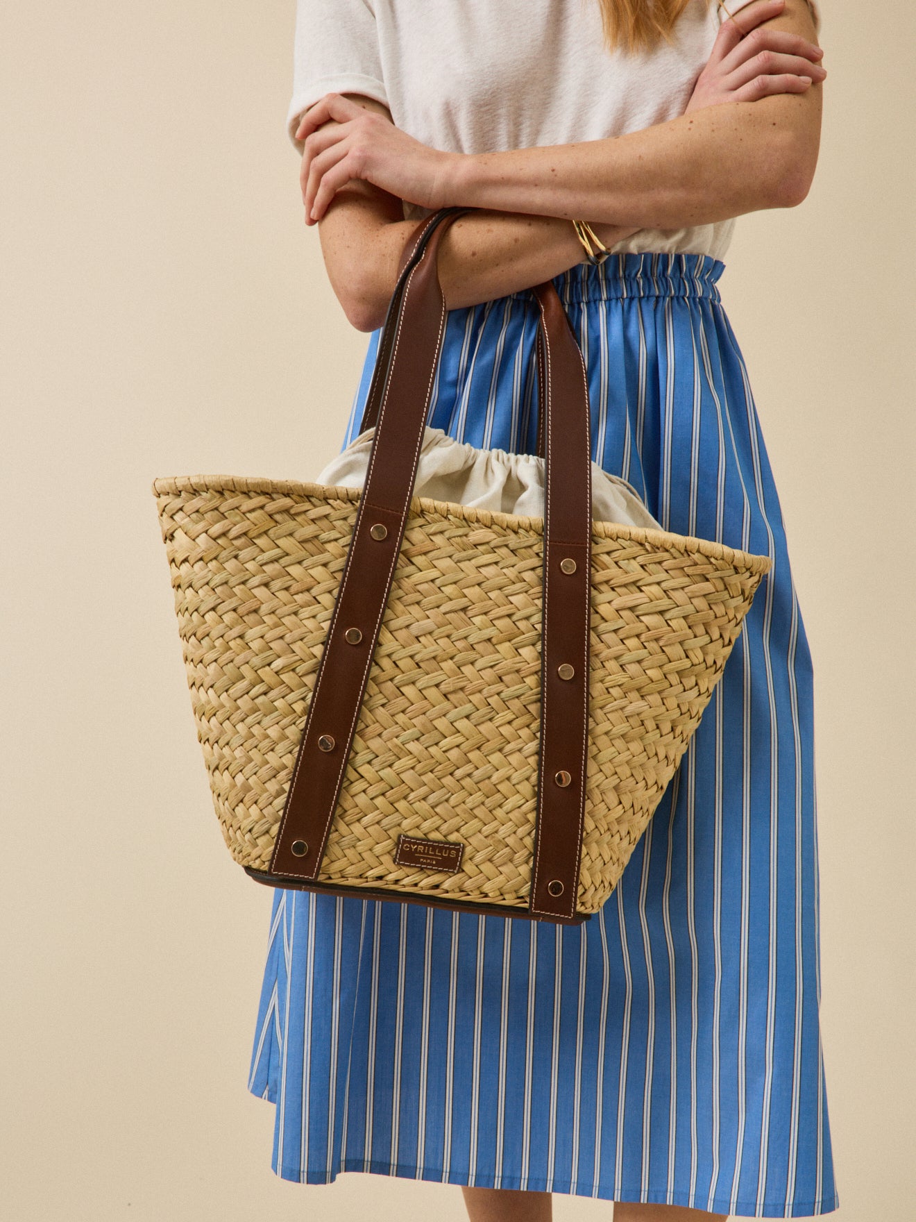 Sac cabas paille et cuir - Collection Maroquinerie Cyrillus