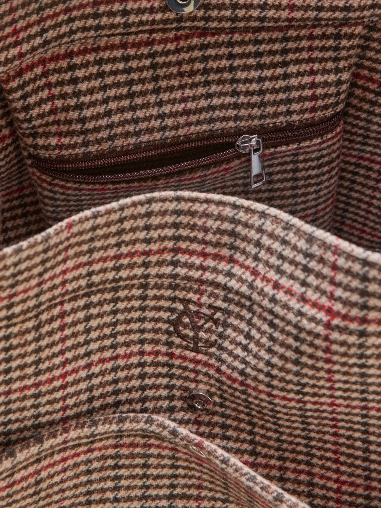 Sac cabas lainage pied-de-poule femme