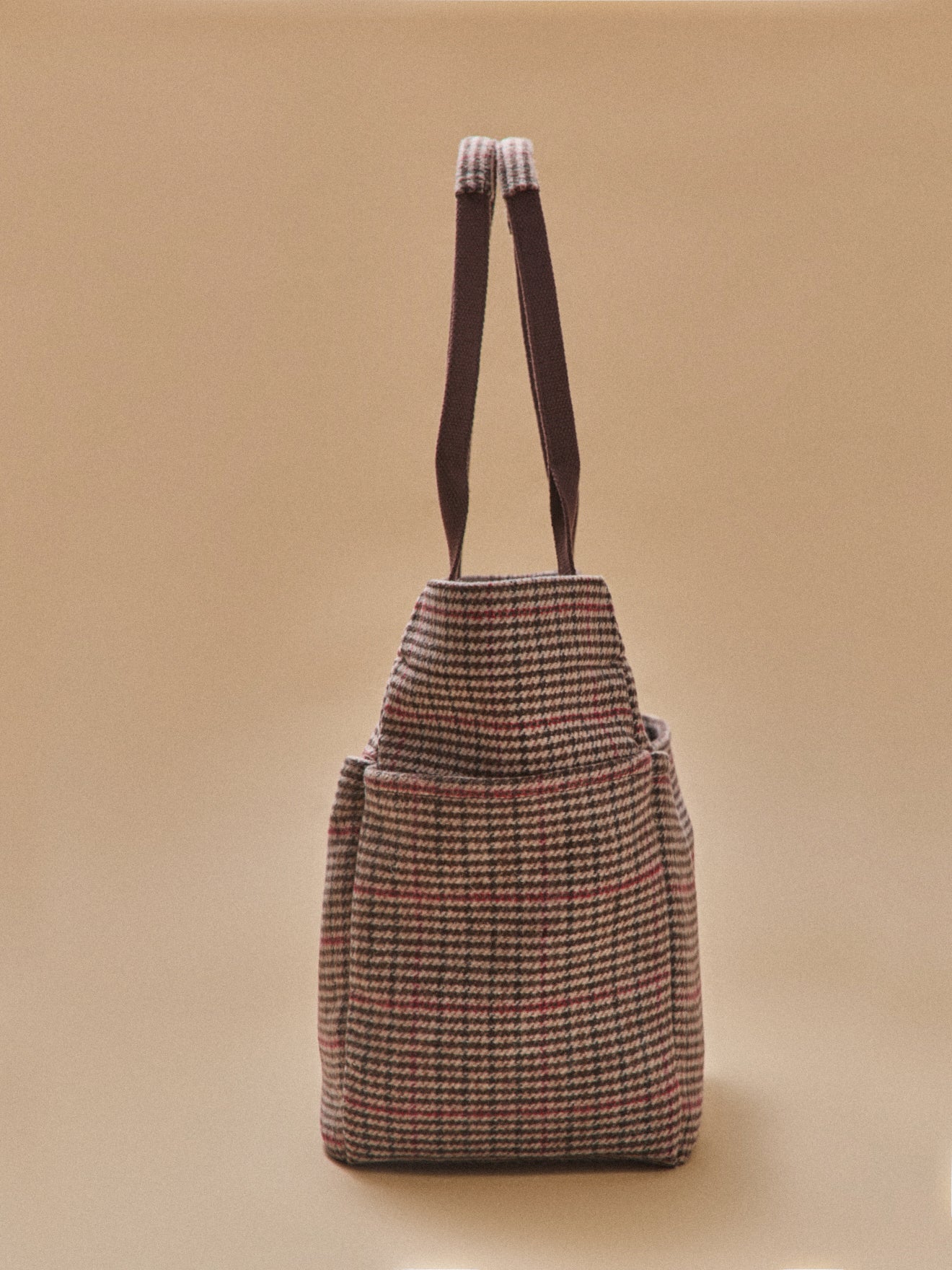 Sac cabas lainage pied-de-poule femme