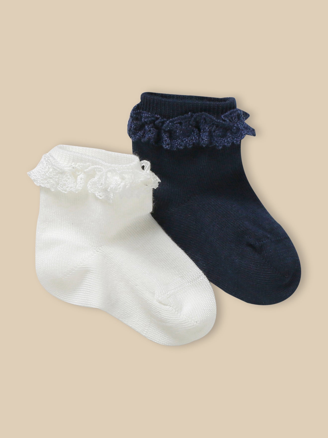 Socquettes avec dentelle bébé par lot de 2