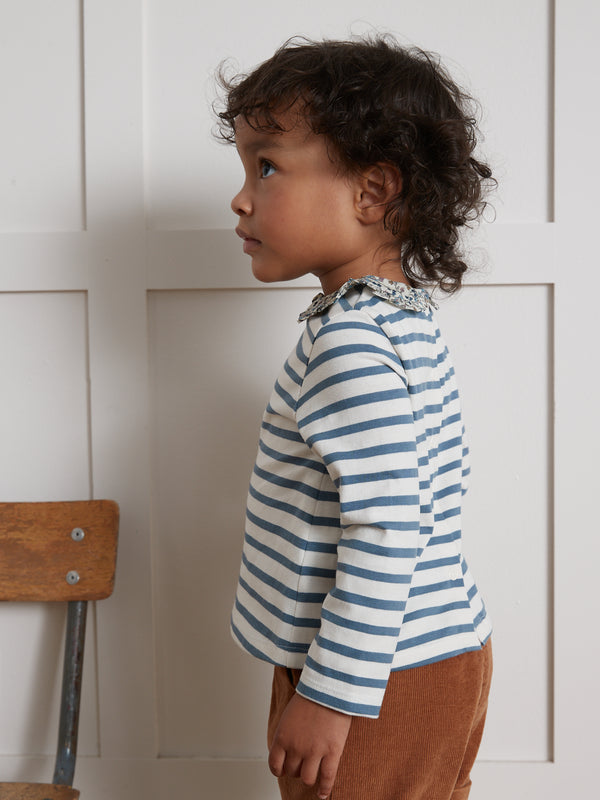 VERTBAUDET T-Shirt Rayé Pressionné Dos Bébé Coton Bio - Manches Longues, Style Marin