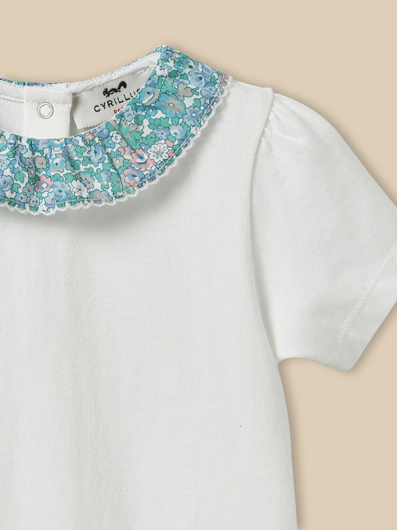 T-shirt col en tissu Liberty Bébé - Coton biologique