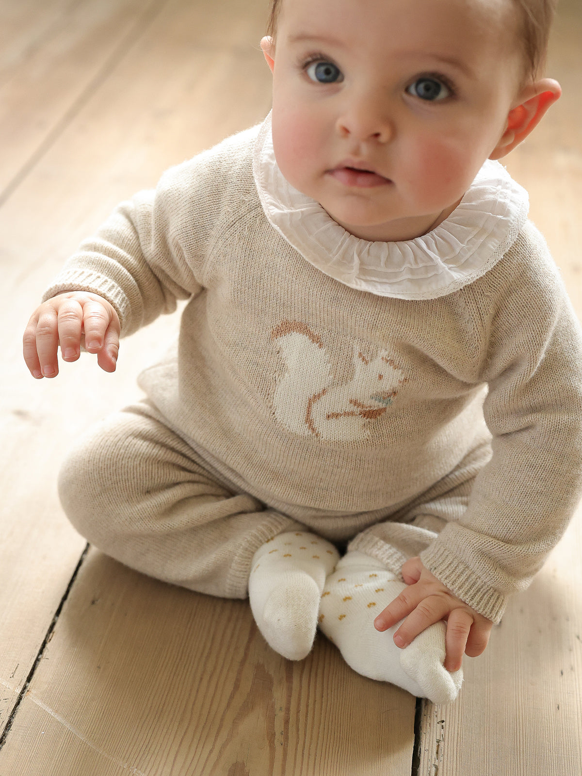 Ensemble Grenouillère Tricot Imprimé Floral + Bonnet Et Bandeau Pour Bébé 1-18 Mois - BOTCAM