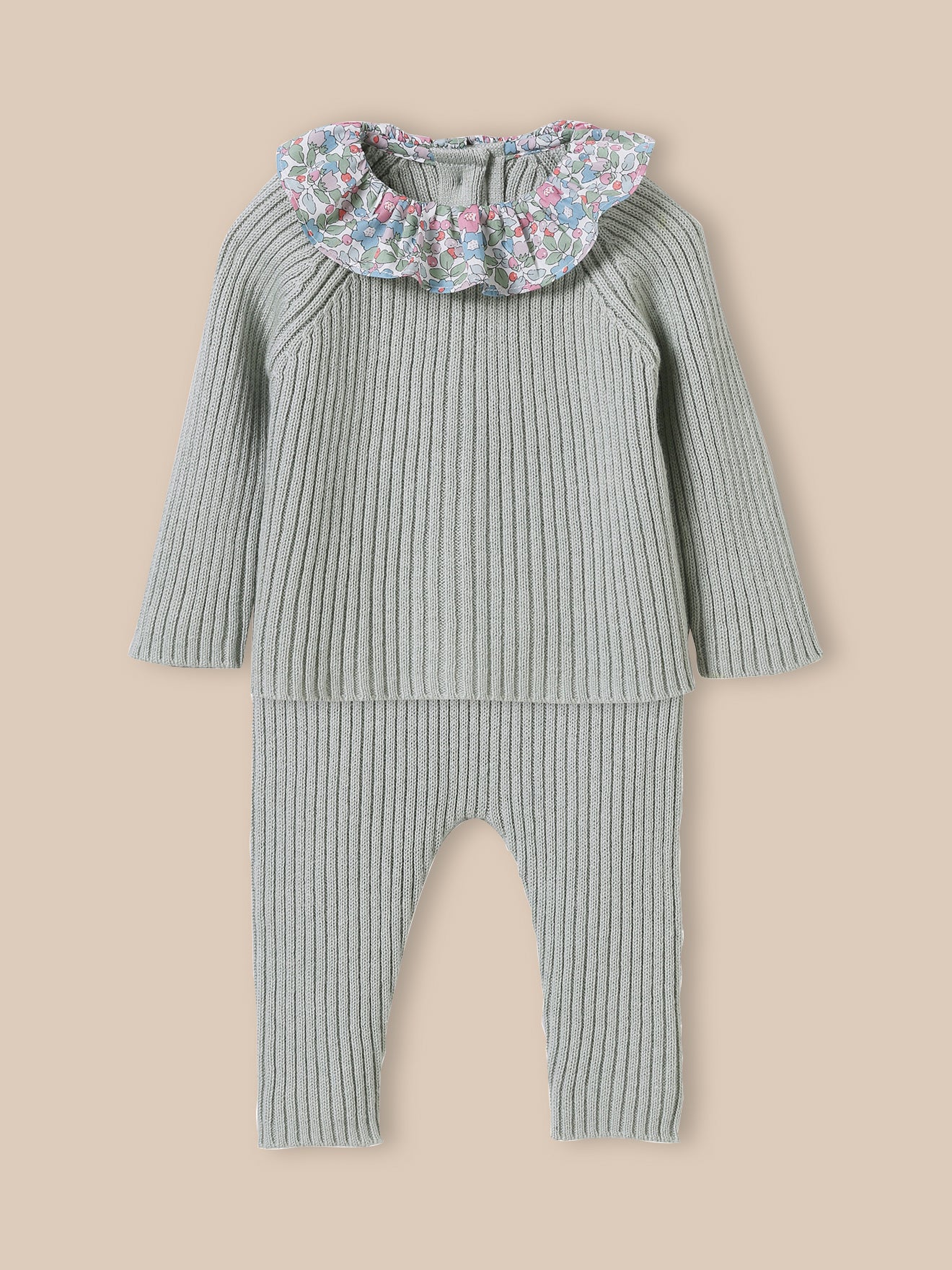 Ensemble en tricot Bébé col en tissu Liberty