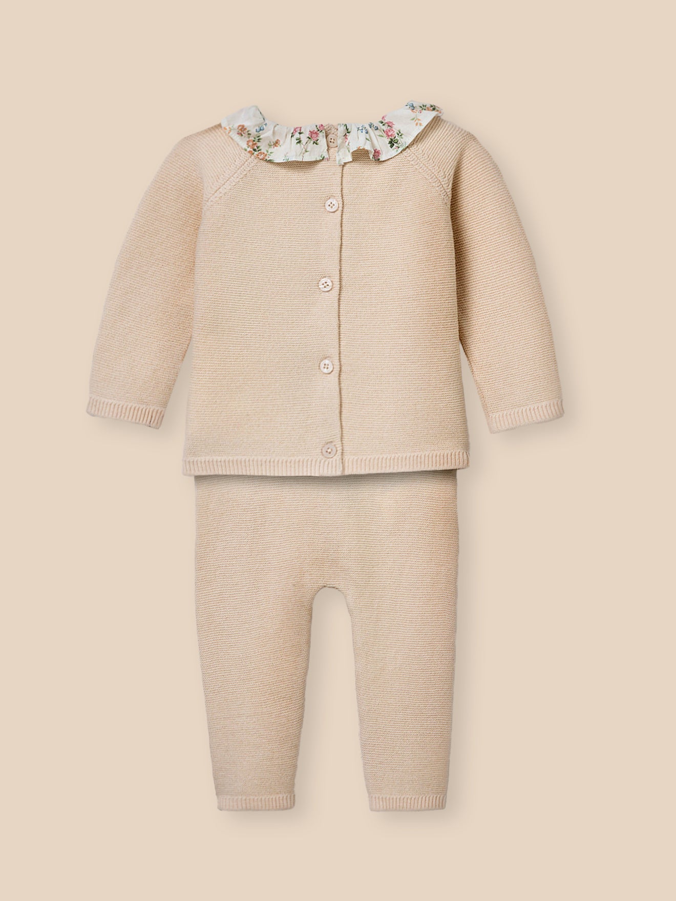 Ensemble en tricot bébé col en tissu Liberty