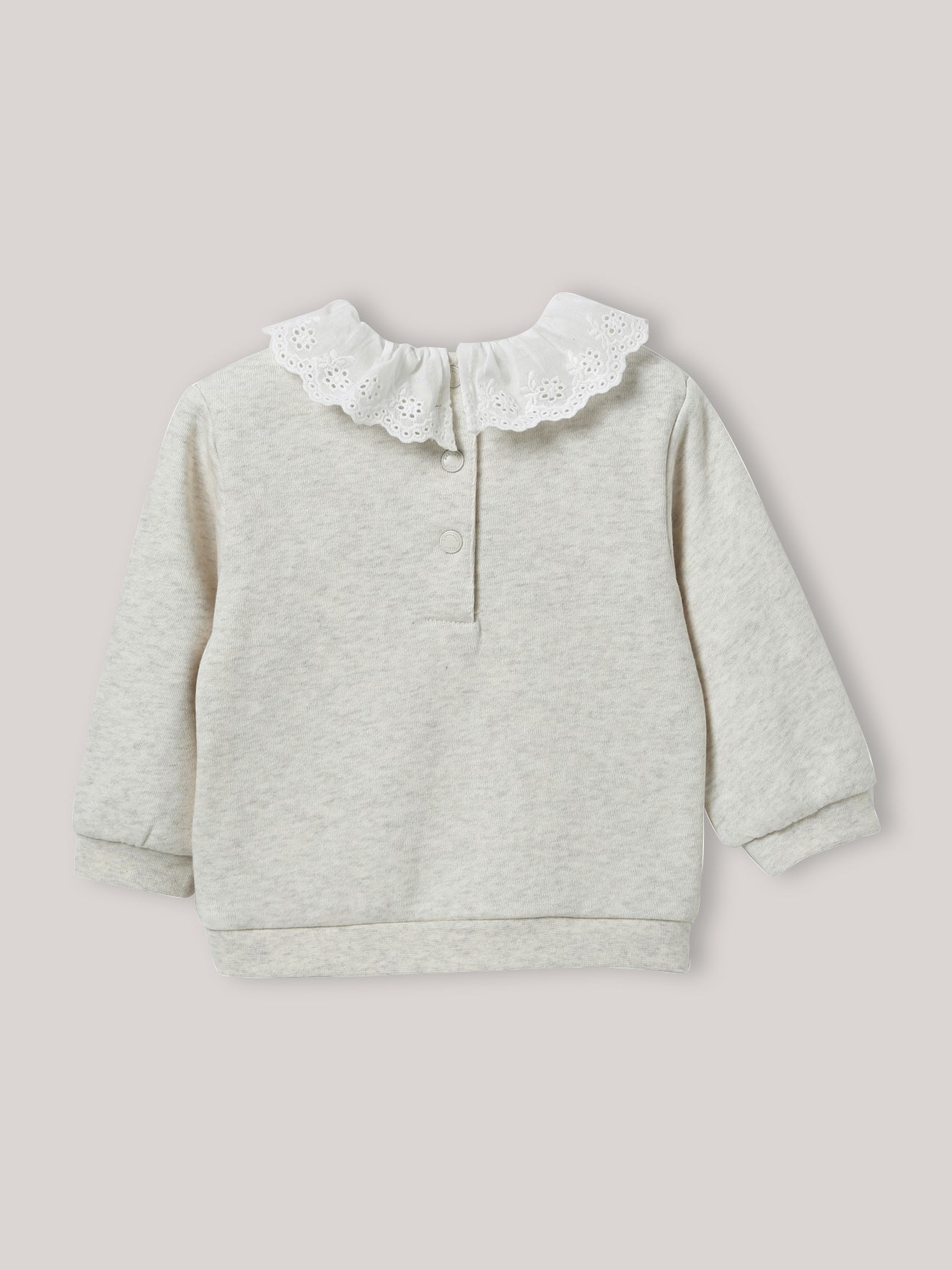 Sweat bébé col en broderie anglaise - Coton biologique