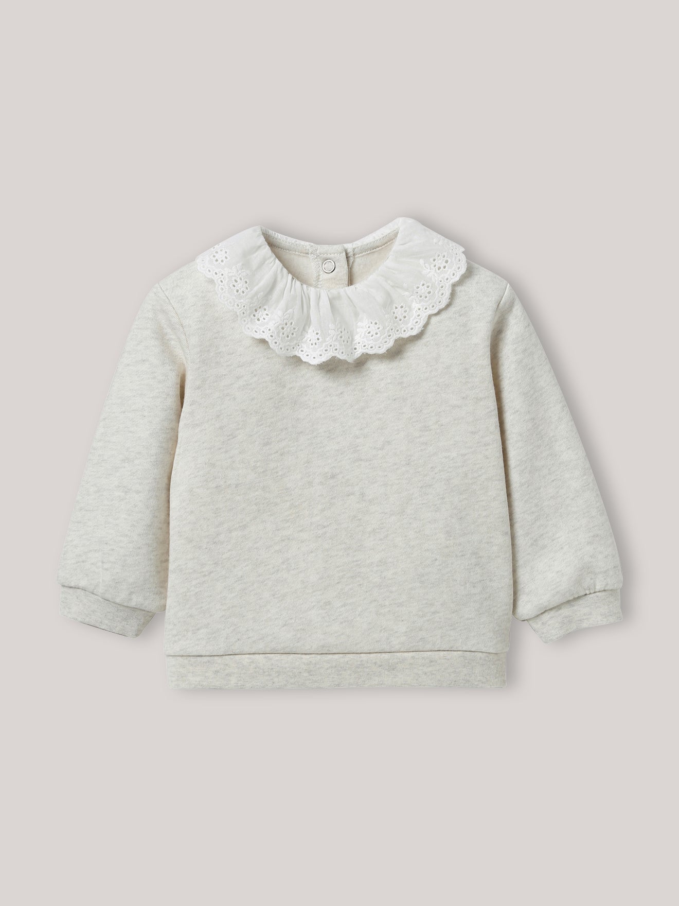 Sweat bébé col en broderie anglaise - Coton biologique