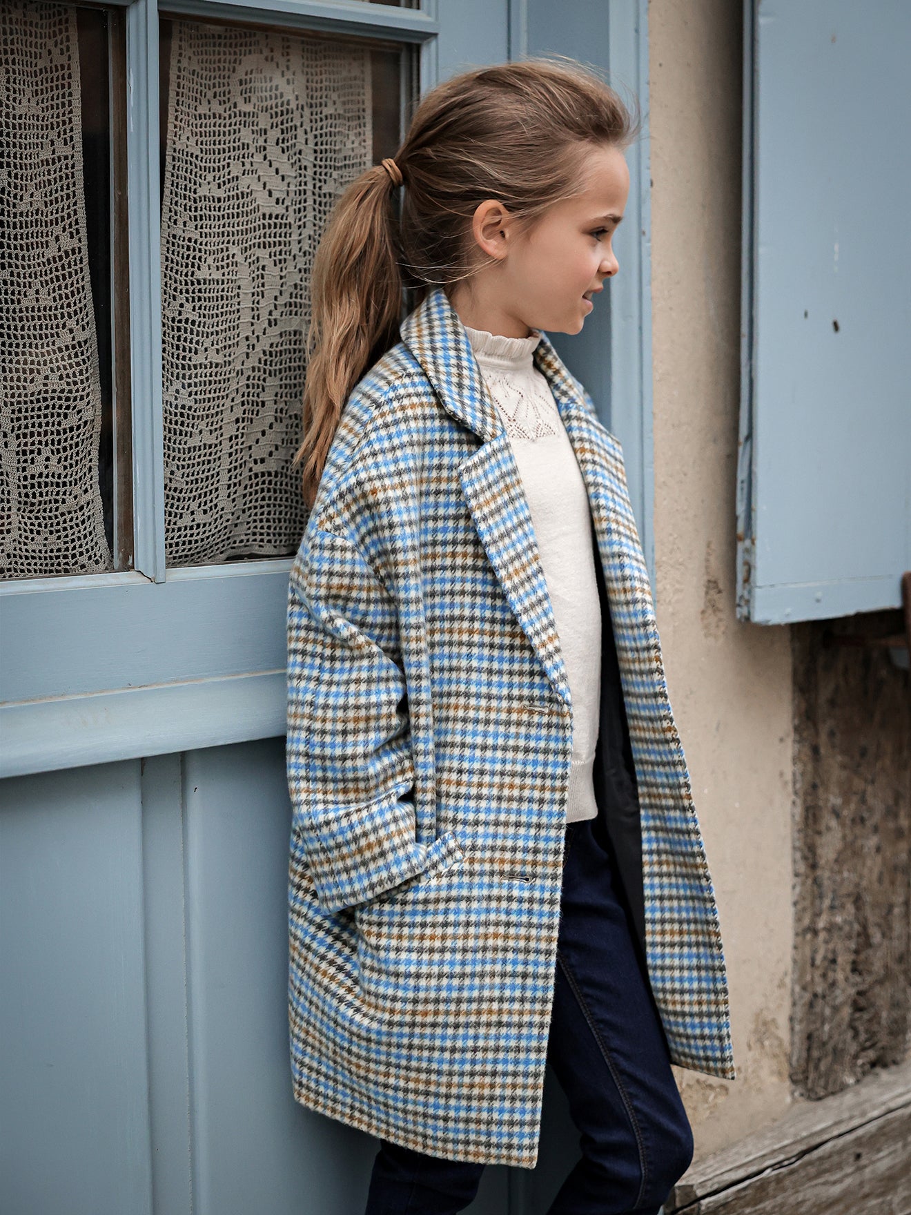 Manteau en lainage Fille à carreaux