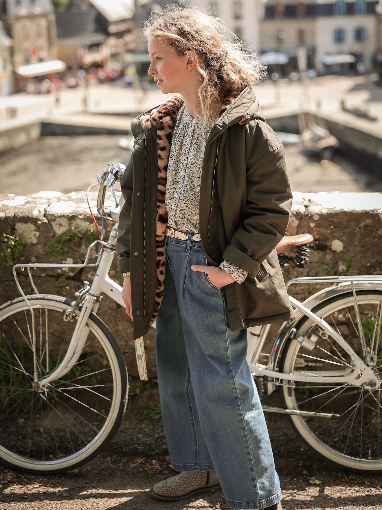 Parka courte Fille doublée léopard