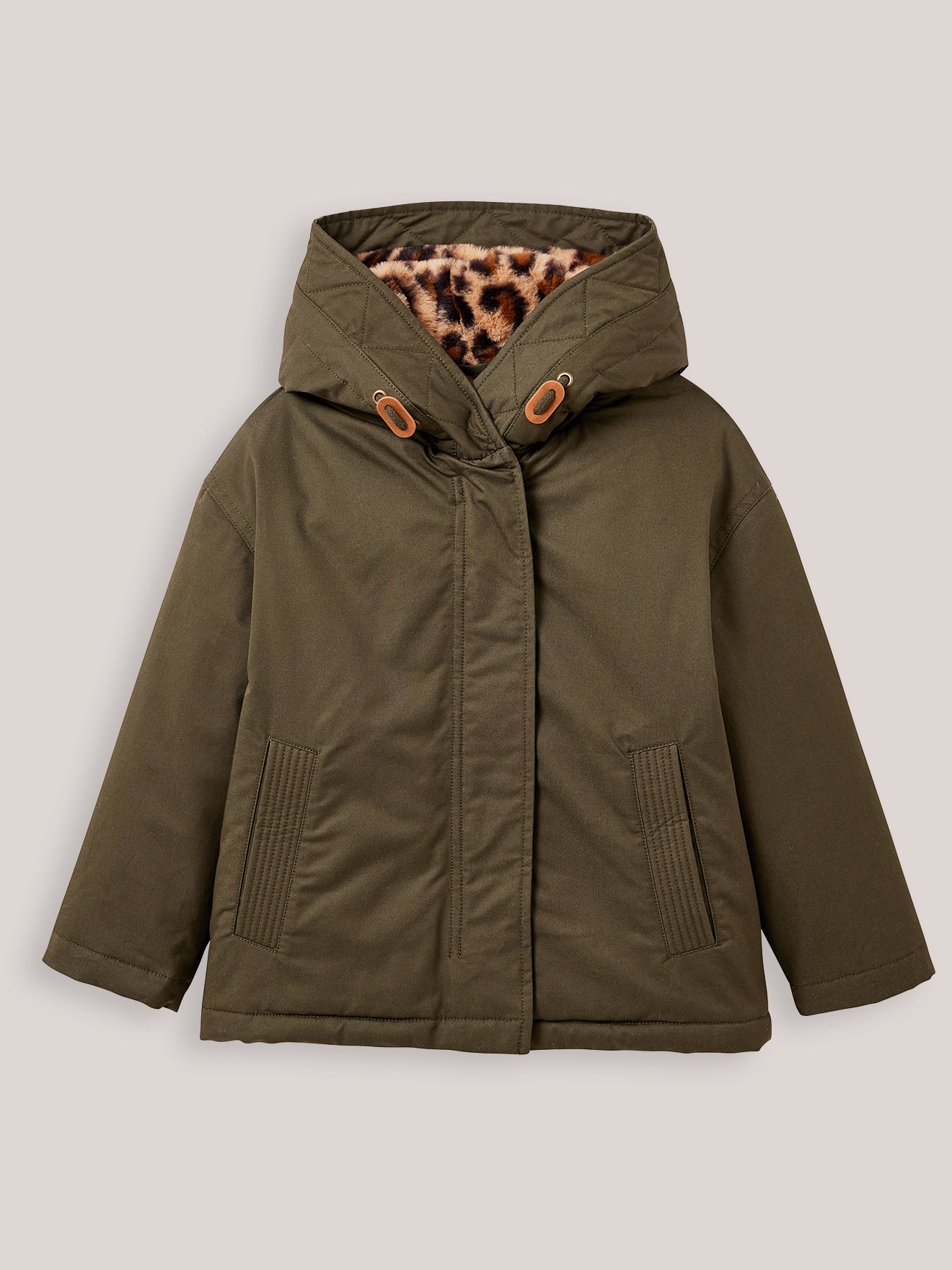 Parka courte Fille doublée léopard