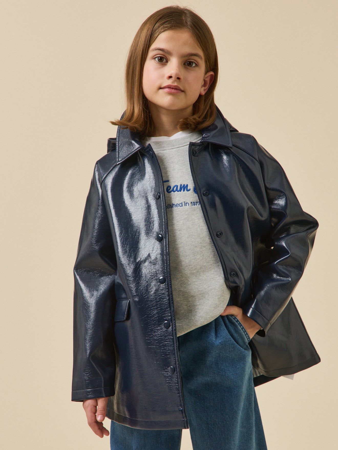 Imperméable en vinyle Fille avec capuche