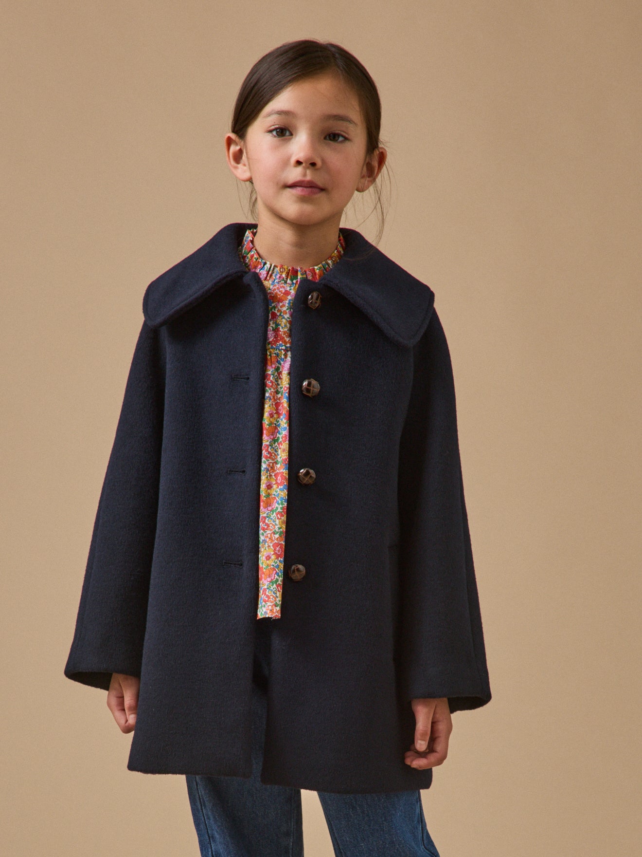 Manteau laine grand col Fille